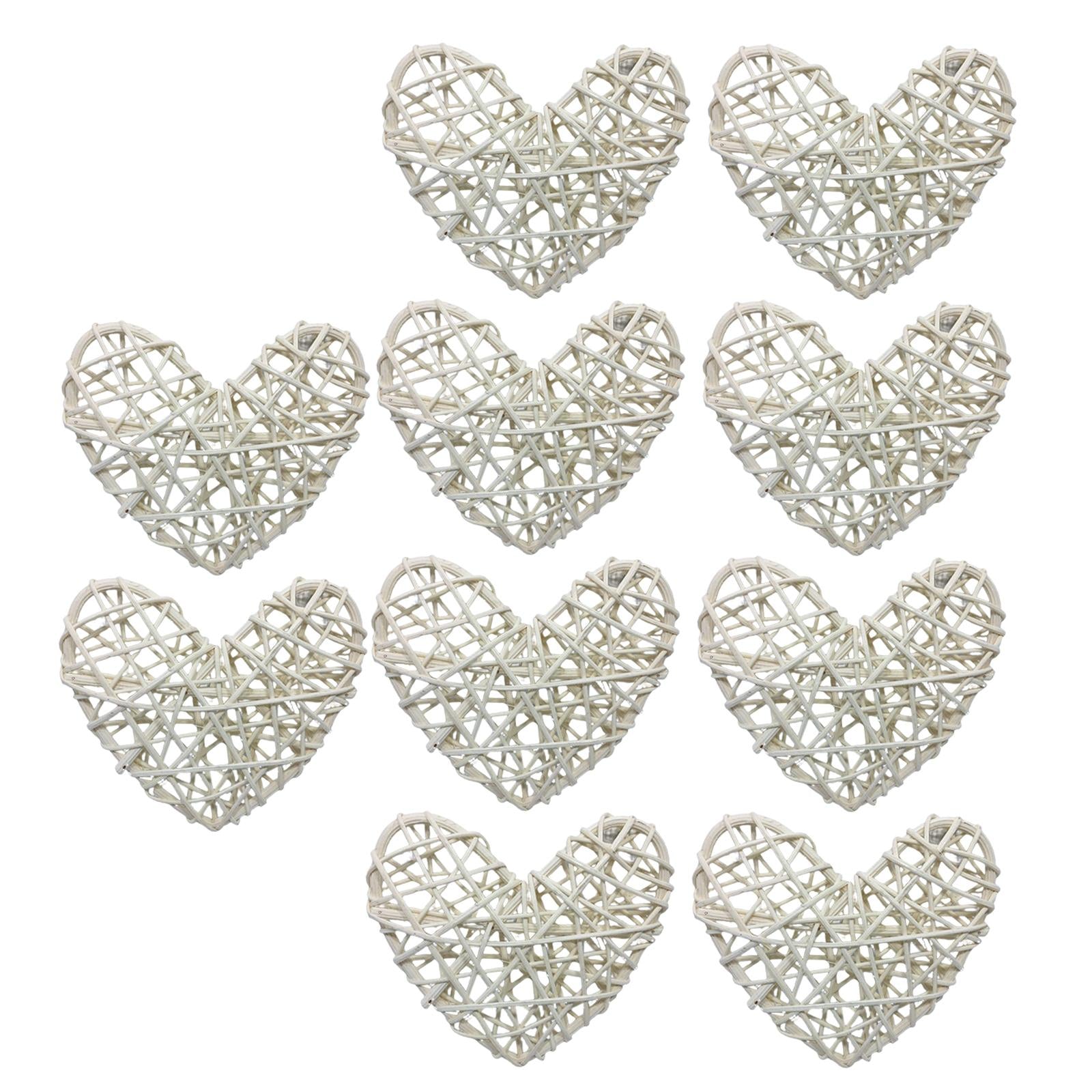 2x10Pcs Heart Pendant Ornament Festival Decorative Rattan Xmas Tree Hanging