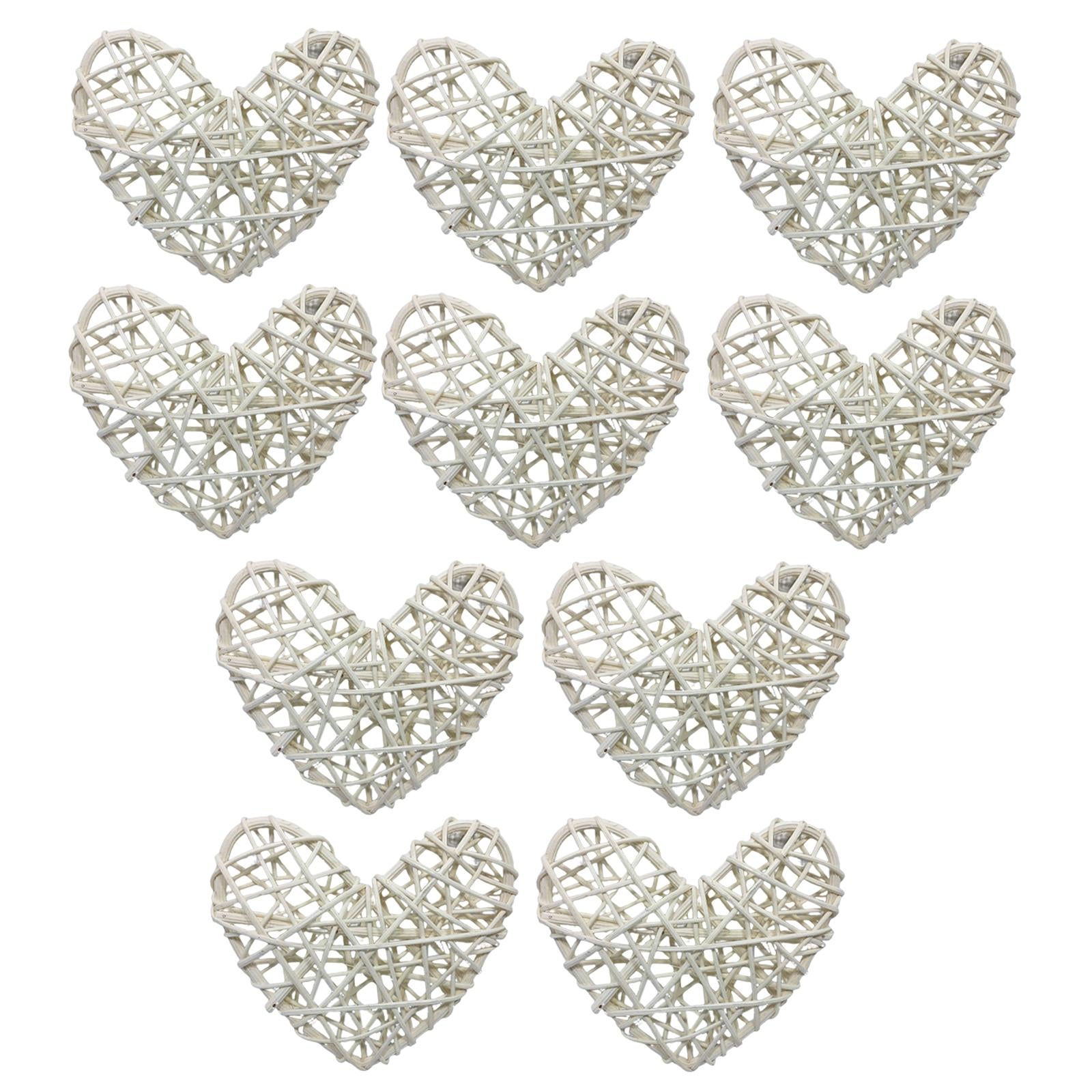 2x10Pcs Heart Pendant Ornament Festival Decorative Rattan Xmas Tree Hanging
