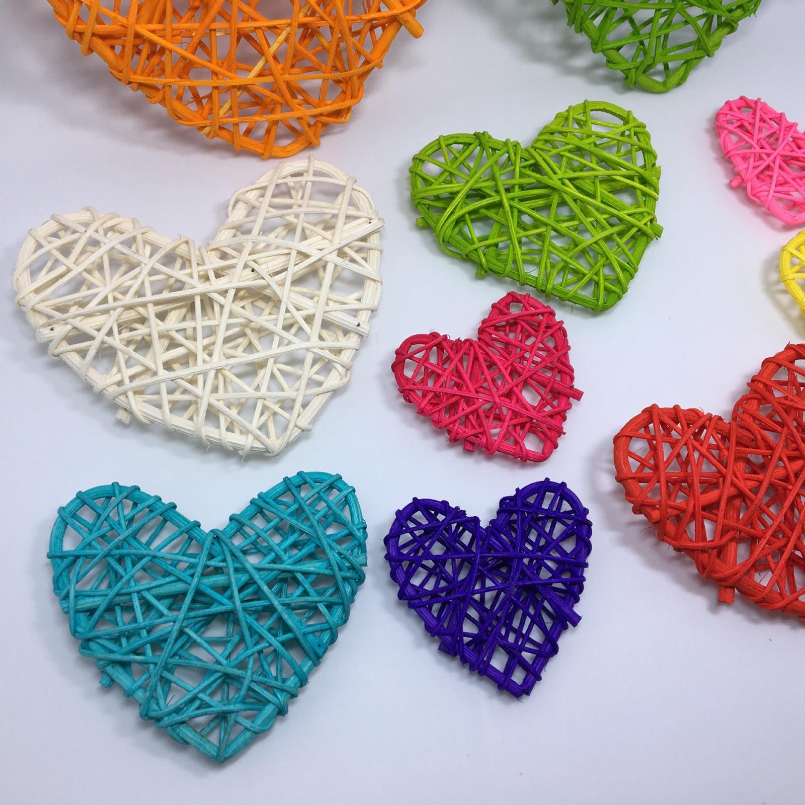 2x10Pcs Heart Pendant Ornament Festival Decorative Rattan Xmas Tree Hanging