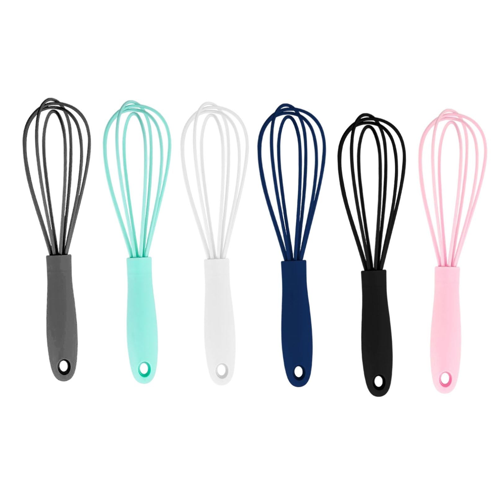 2xSilicone Whisk Kitchen Utensil Non Scratch Mixer Egg Beater Frothing Pink