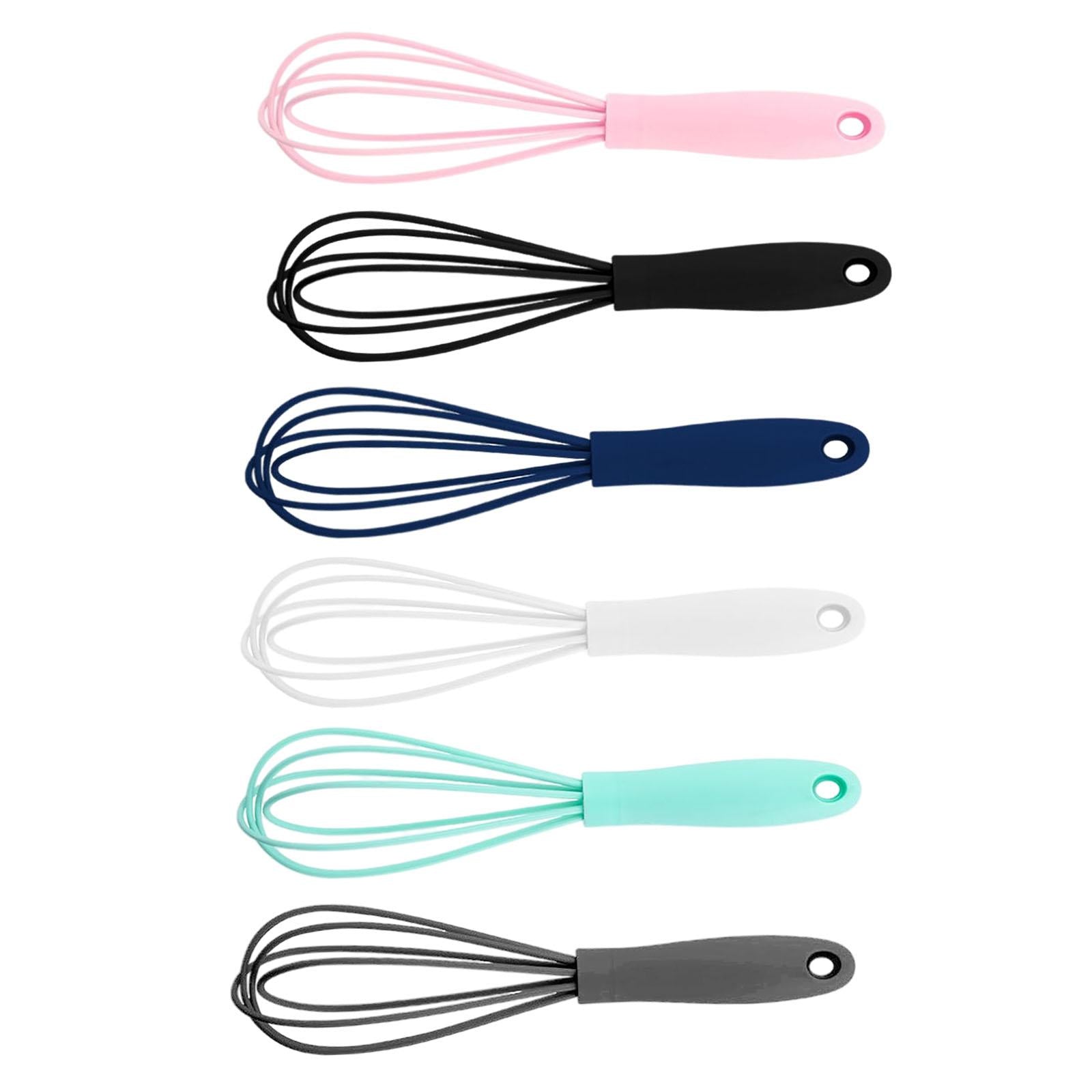 2xSilicone Whisk Kitchen Utensil Non Scratch Mixer Egg Beater Frothing Pink