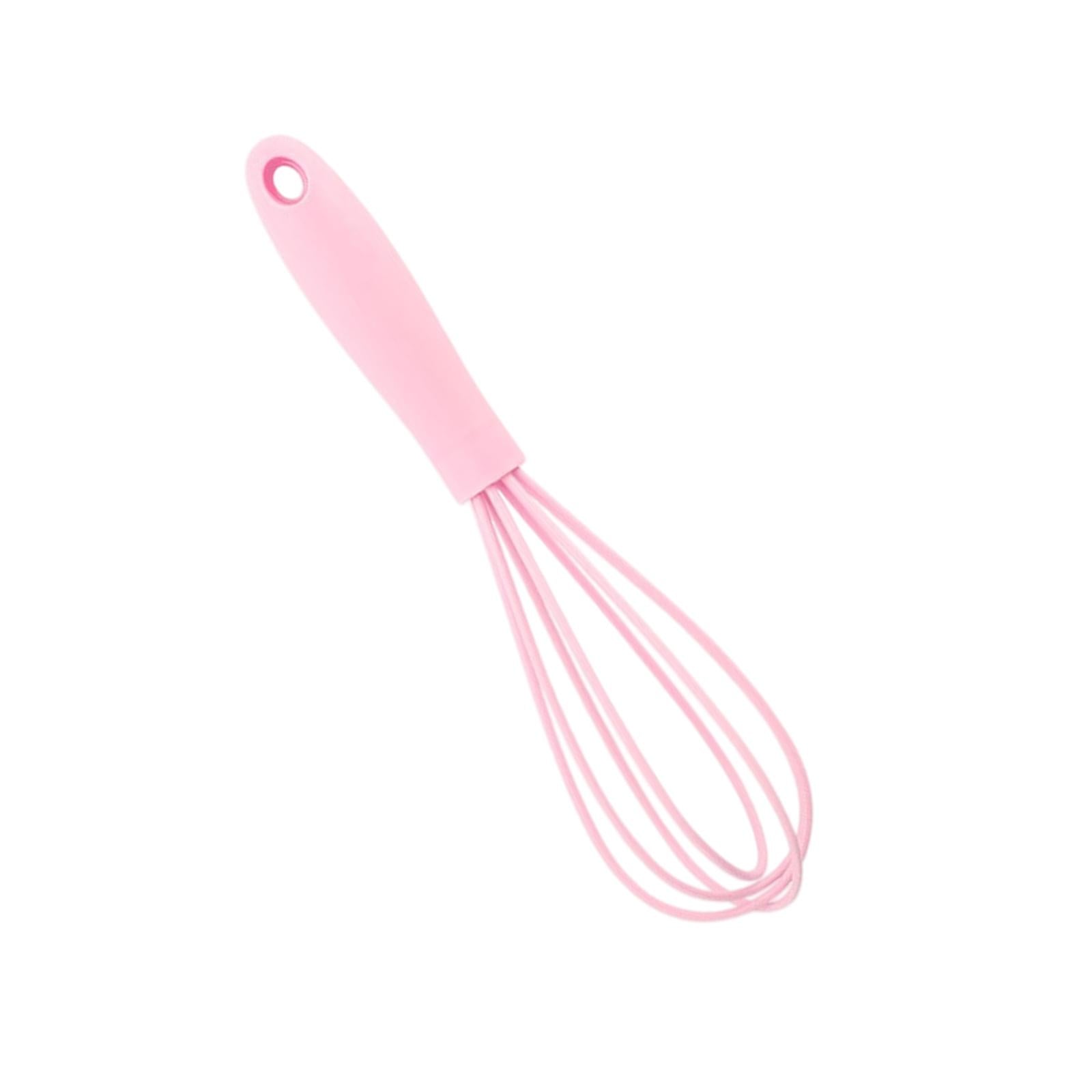 2xSilicone Whisk Kitchen Utensil Non Scratch Mixer Egg Beater Frothing Pink