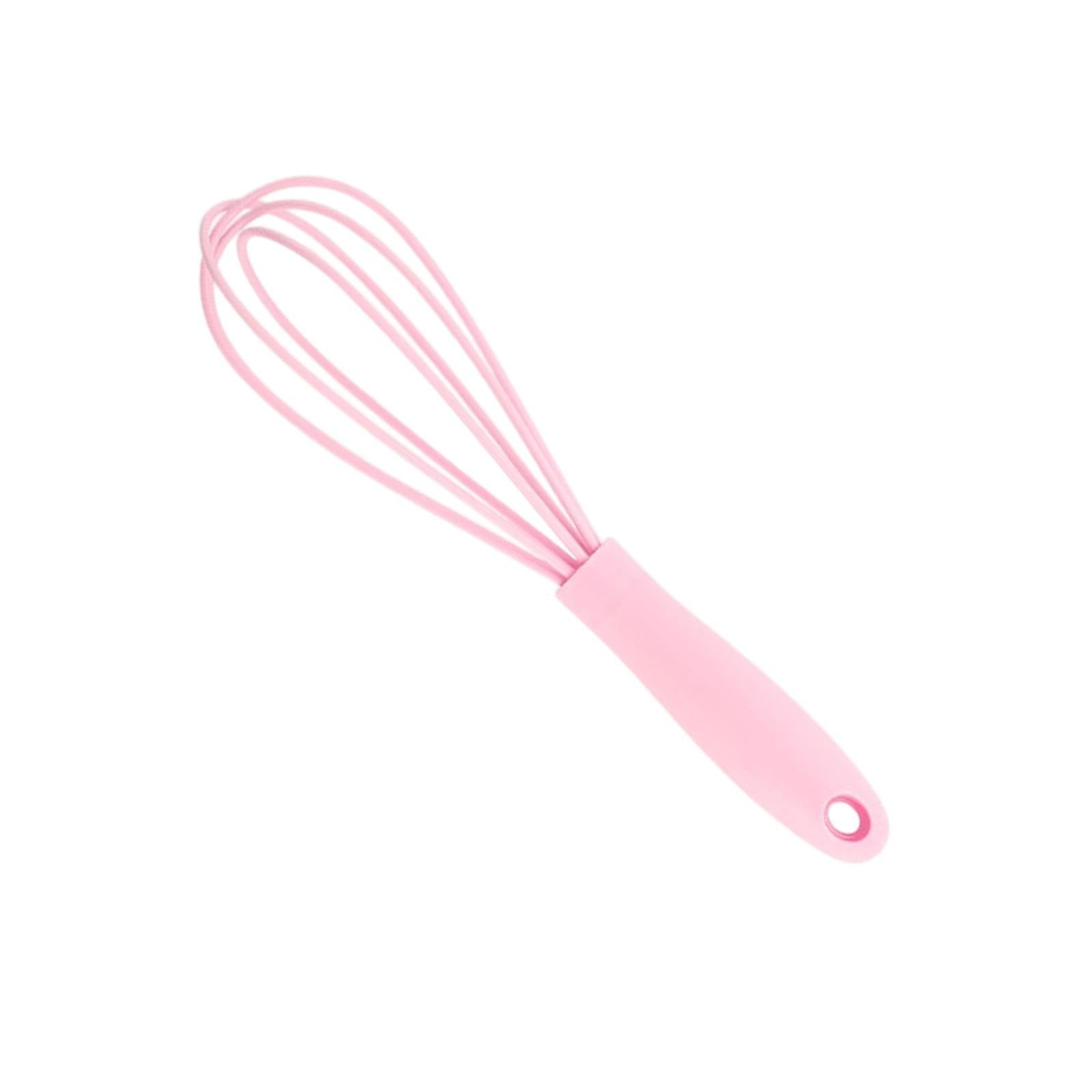 2xSilicone Whisk Kitchen Utensil Non Scratch Mixer Egg Beater Frothing Pink