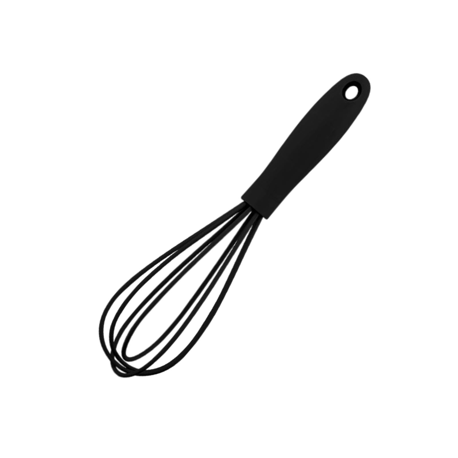 4xSilicone Whisk Kitchen Utensil Non Scratch Mixer Egg Beater Frothing Black