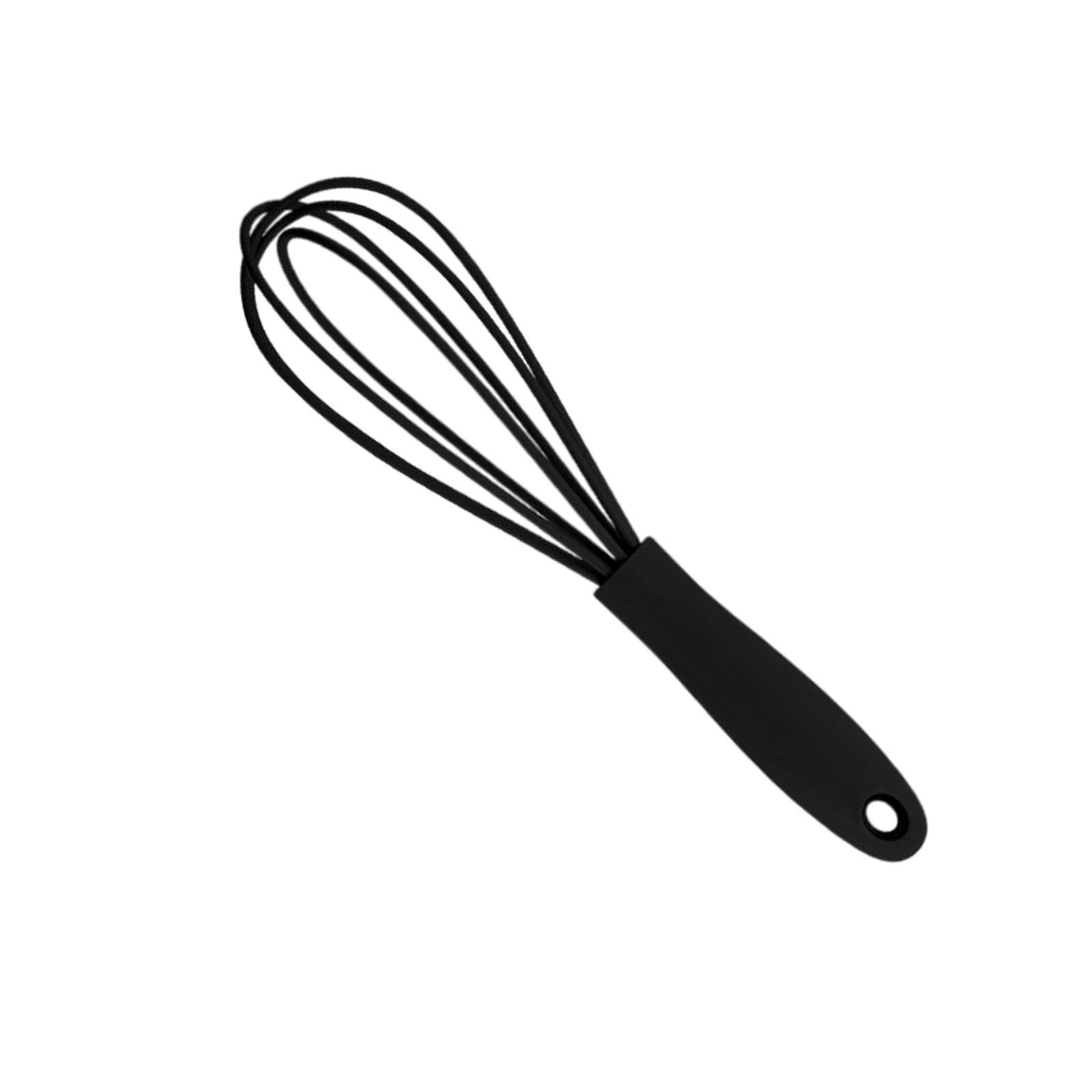 2xSilicone Whisk Kitchen Utensil Non Scratch Mixer Egg Beater Frothing Black
