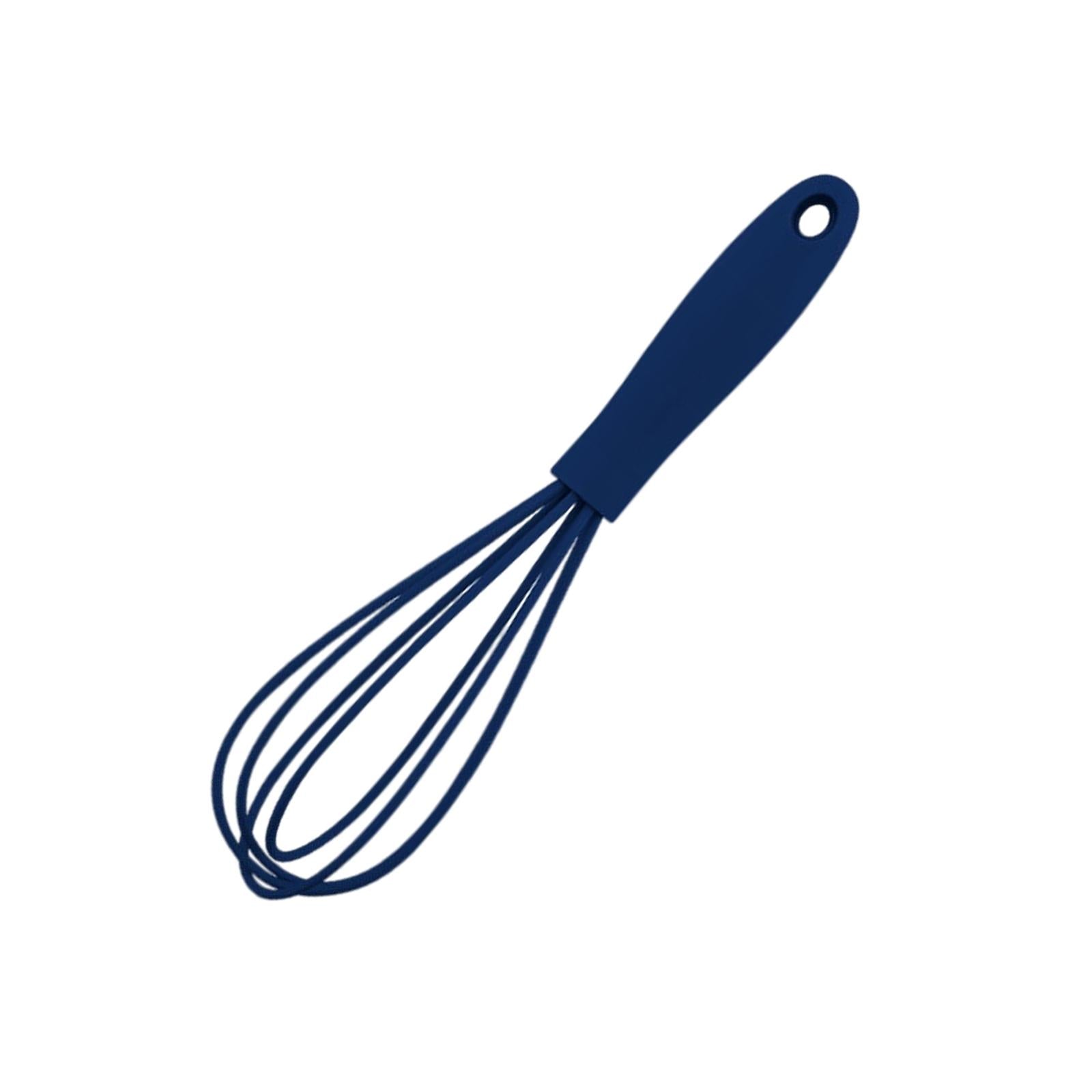 3xSilicone Whisk Kitchen Utensil Non Scratch Mixer Egg Beater Frothing Blue