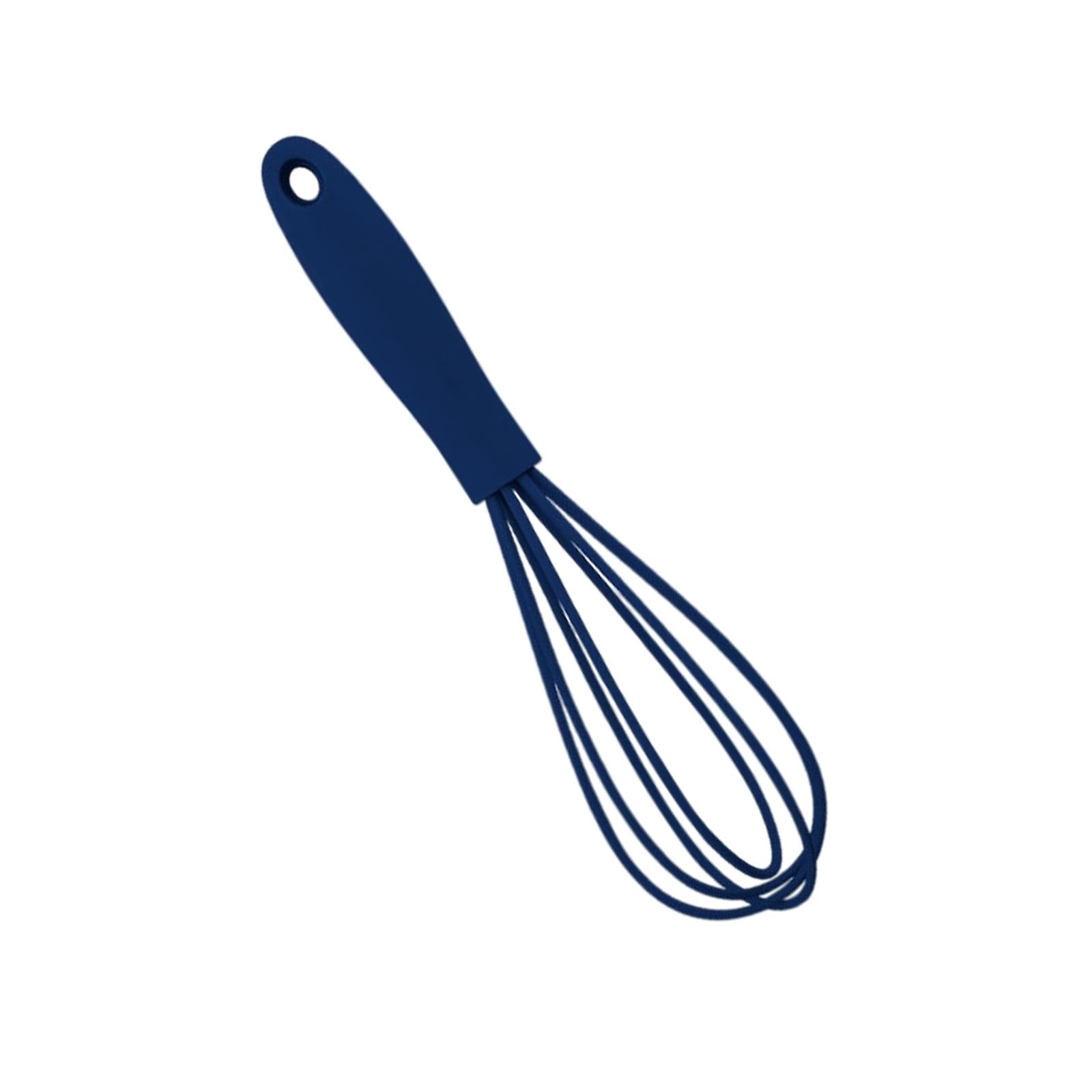 3xSilicone Whisk Kitchen Utensil Non Scratch Mixer Egg Beater Frothing Blue
