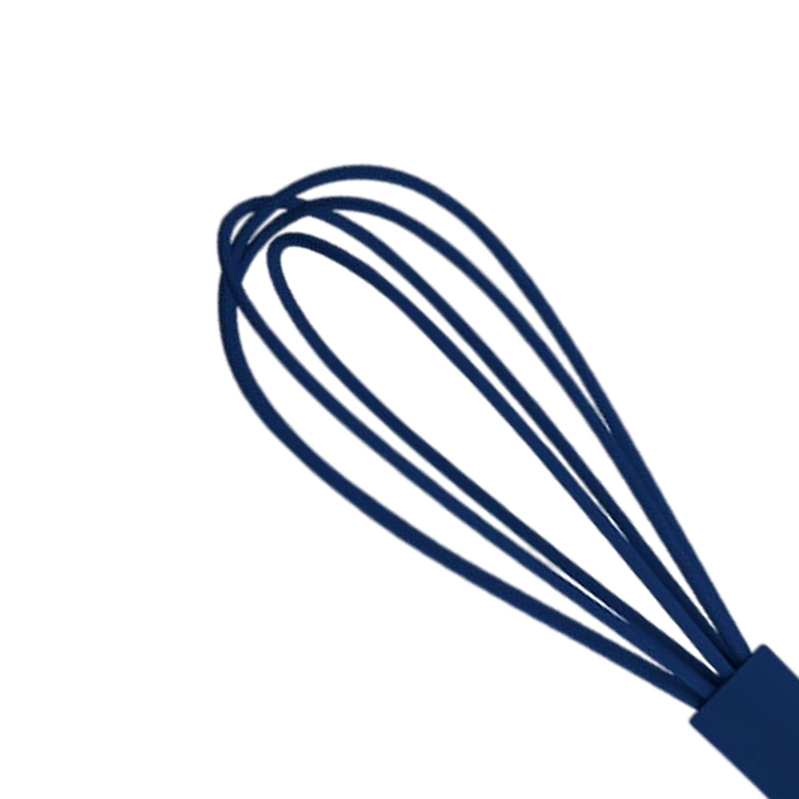 2xSilicone Whisk Kitchen Utensil Non Scratch Mixer Egg Beater Frothing Blue