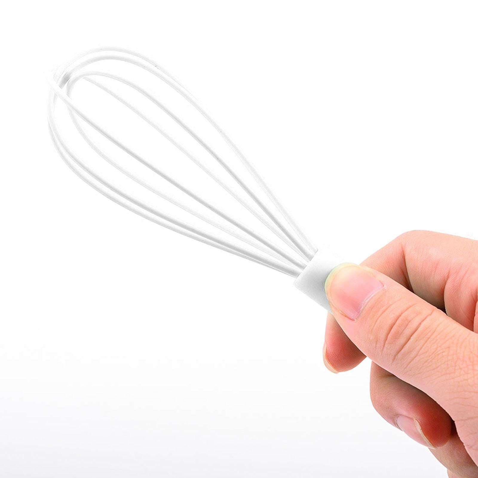 2xSilicone Whisk Kitchen Utensil Non Scratch Mixer Egg Beater Frothing White