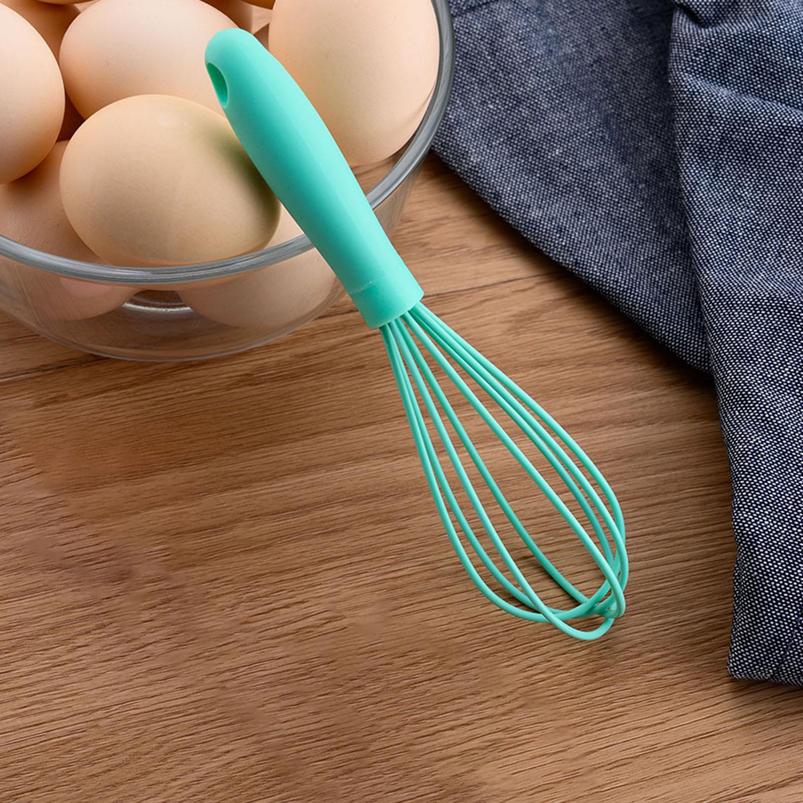 4xSilicone Whisk Kitchen Utensil Non Scratch Mixer Egg Beater Frothing Green