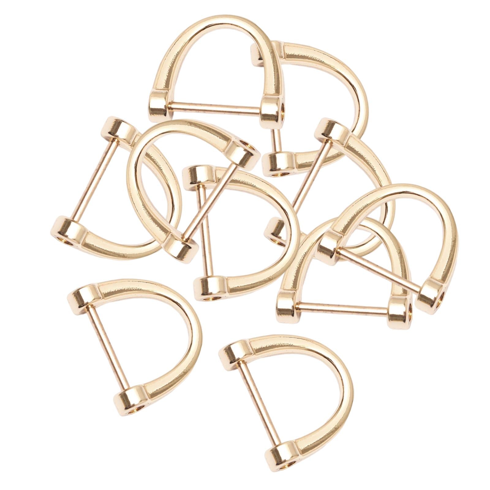 3x10 Pieces D Rings Keychain Horseshoe Buckles for DIY Backpacks Replacement Golden