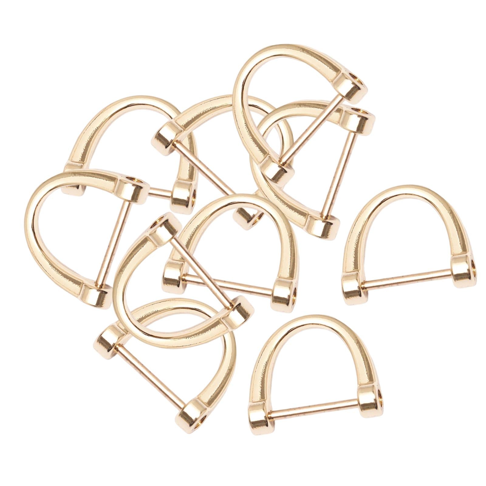 4x10 Pieces D Rings Keychain Horseshoe Buckles for DIY Backpacks Replacement Golden