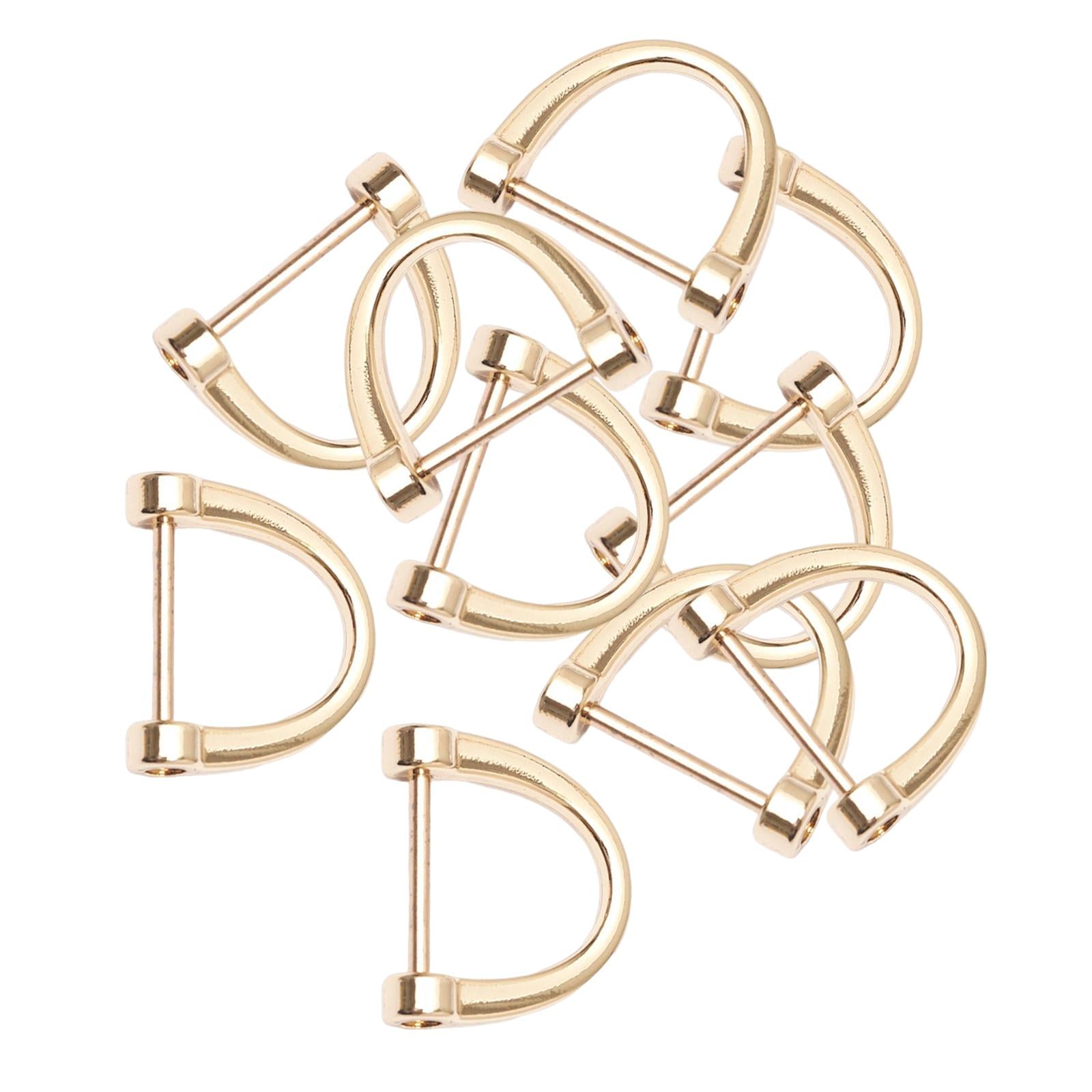 4x10 Pieces D Rings Keychain Horseshoe Buckles for DIY Backpacks Replacement Golden