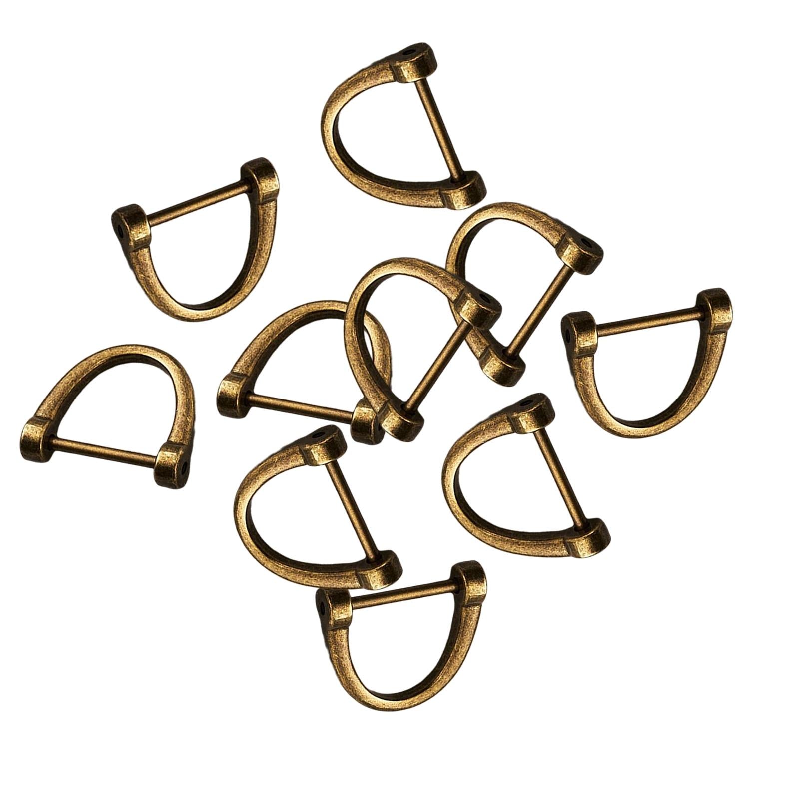 2x10 Pieces D Rings Keychain Horseshoe Buckles for DIY Backpacks Replacement Copper Colors