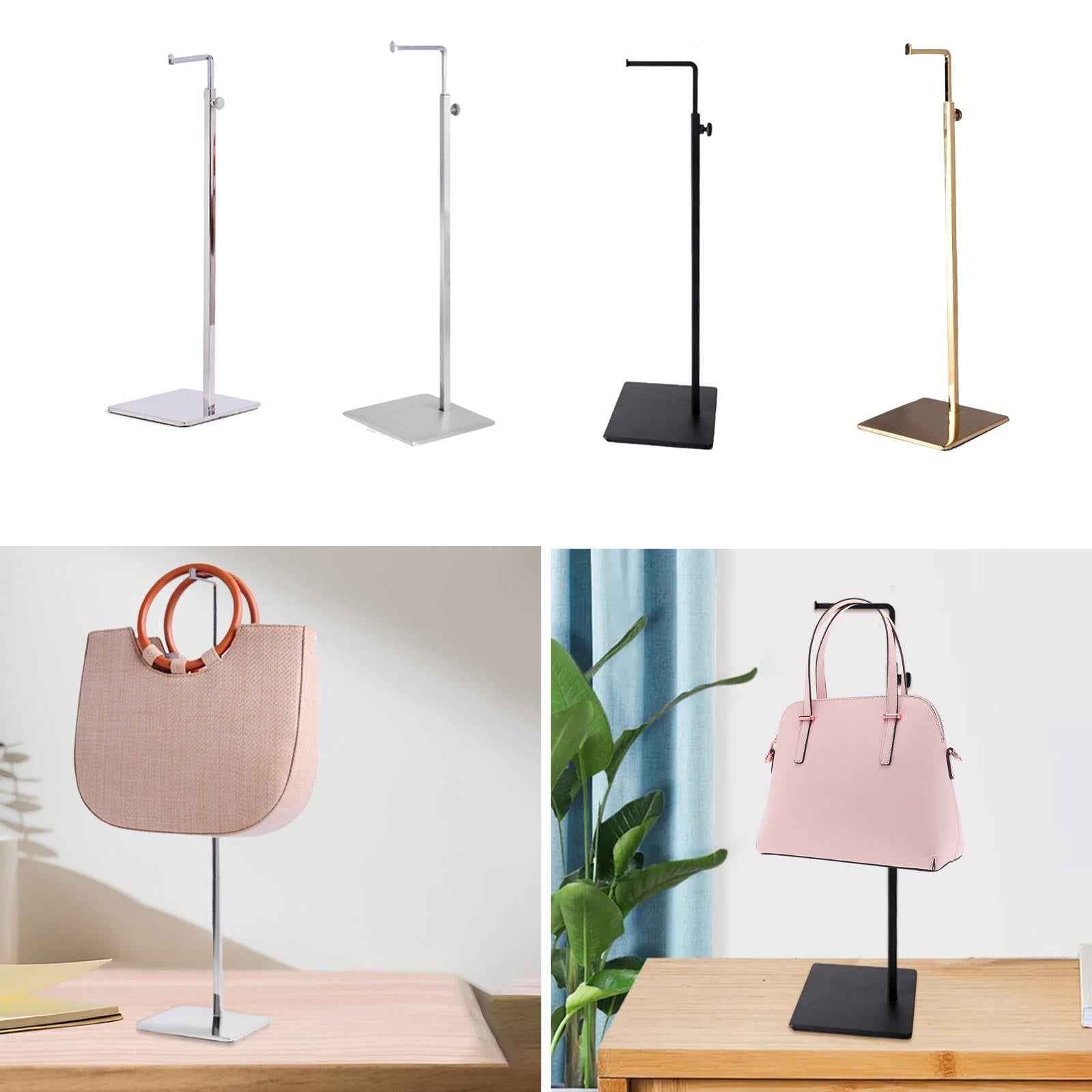 Stainless Steel Handbag Display Rack Adjustable Single Bright Silver