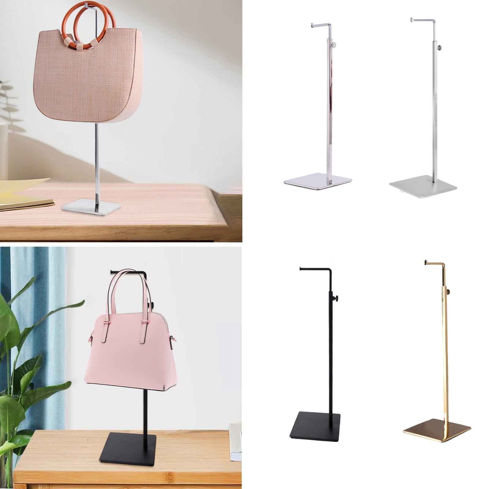 Stainless Steel Handbag Display Rack Adjustable Single Bright Silver