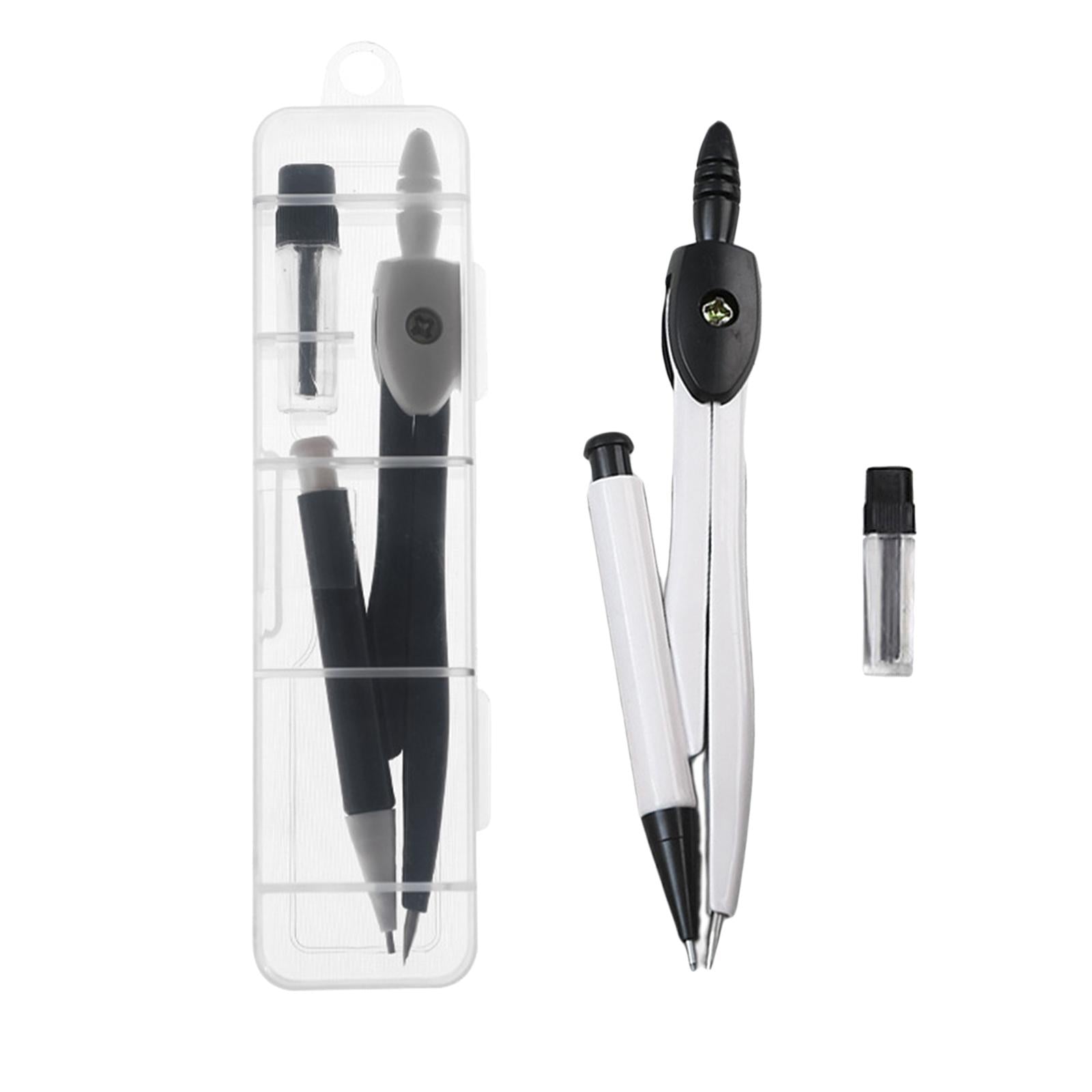 4xProfessional Compass for Geometry, Metal Compasses Circle Drawing Tool White