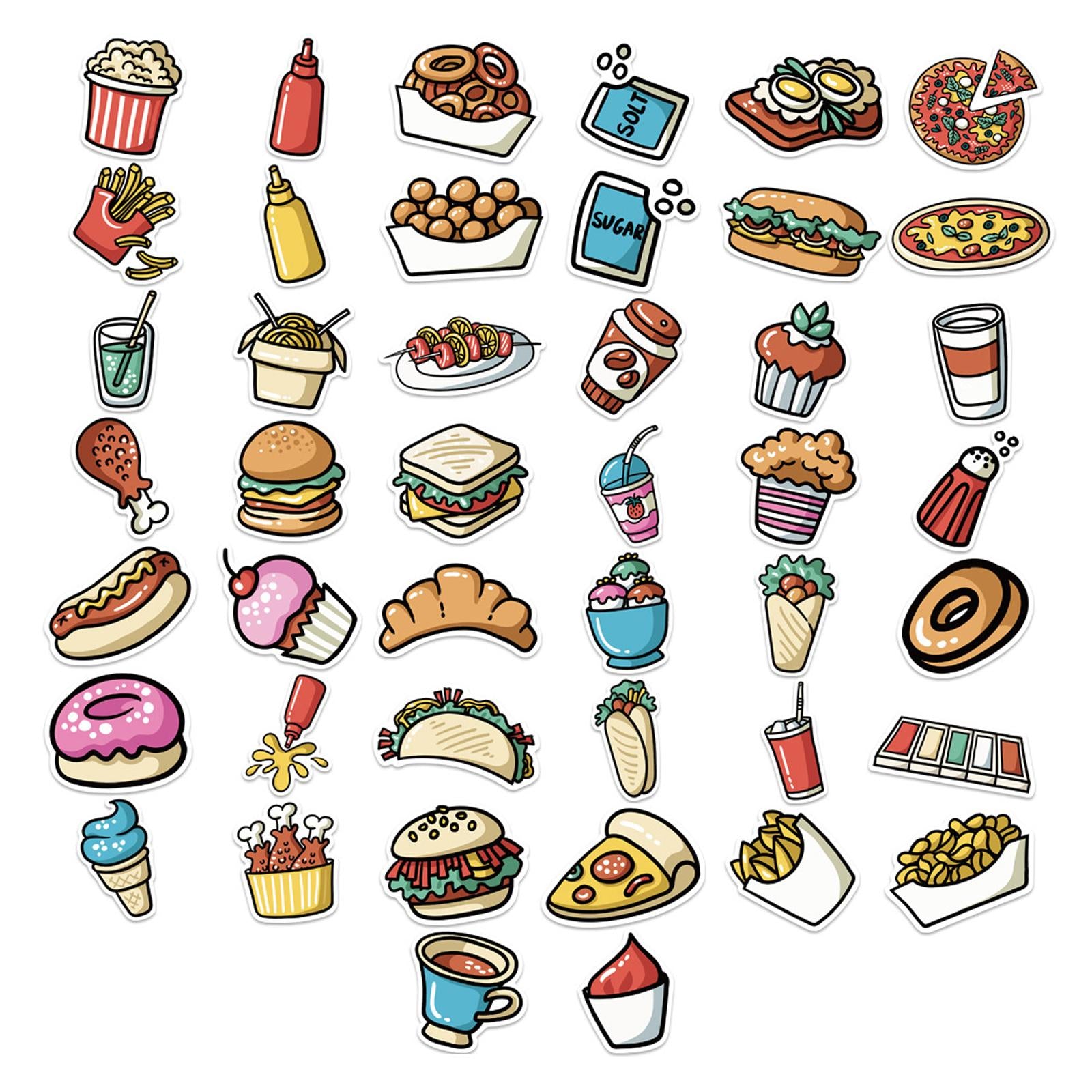 3x44Pcs Colorful Mixed Food Cartoon Stickers DIY Waterproof Fridge Decal