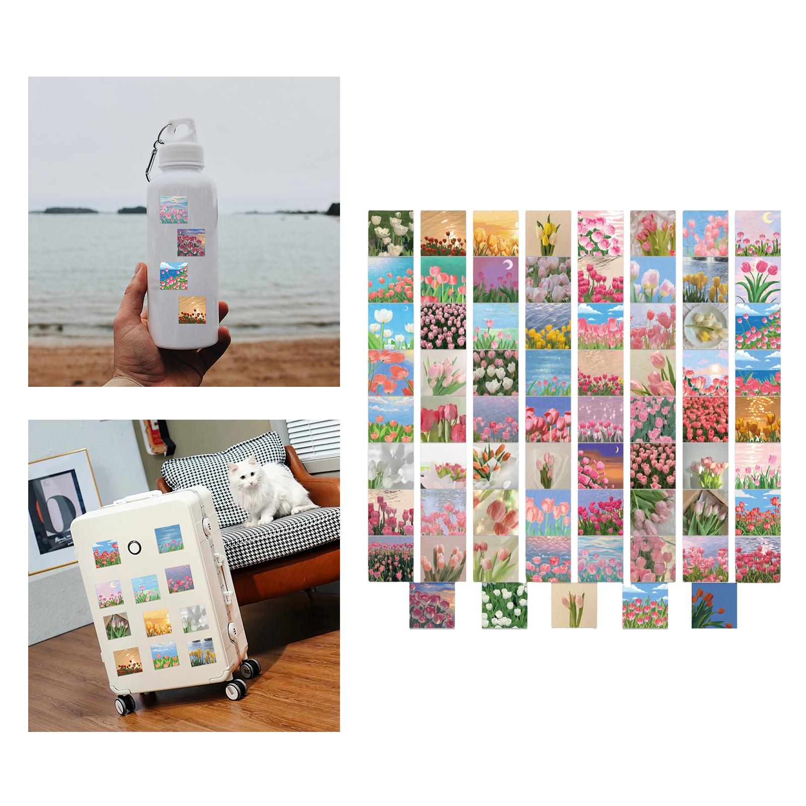 4x69Pcs Flowers Stickers for Guitar Water Bottles Laptop Trendy Vinyl Sticker
