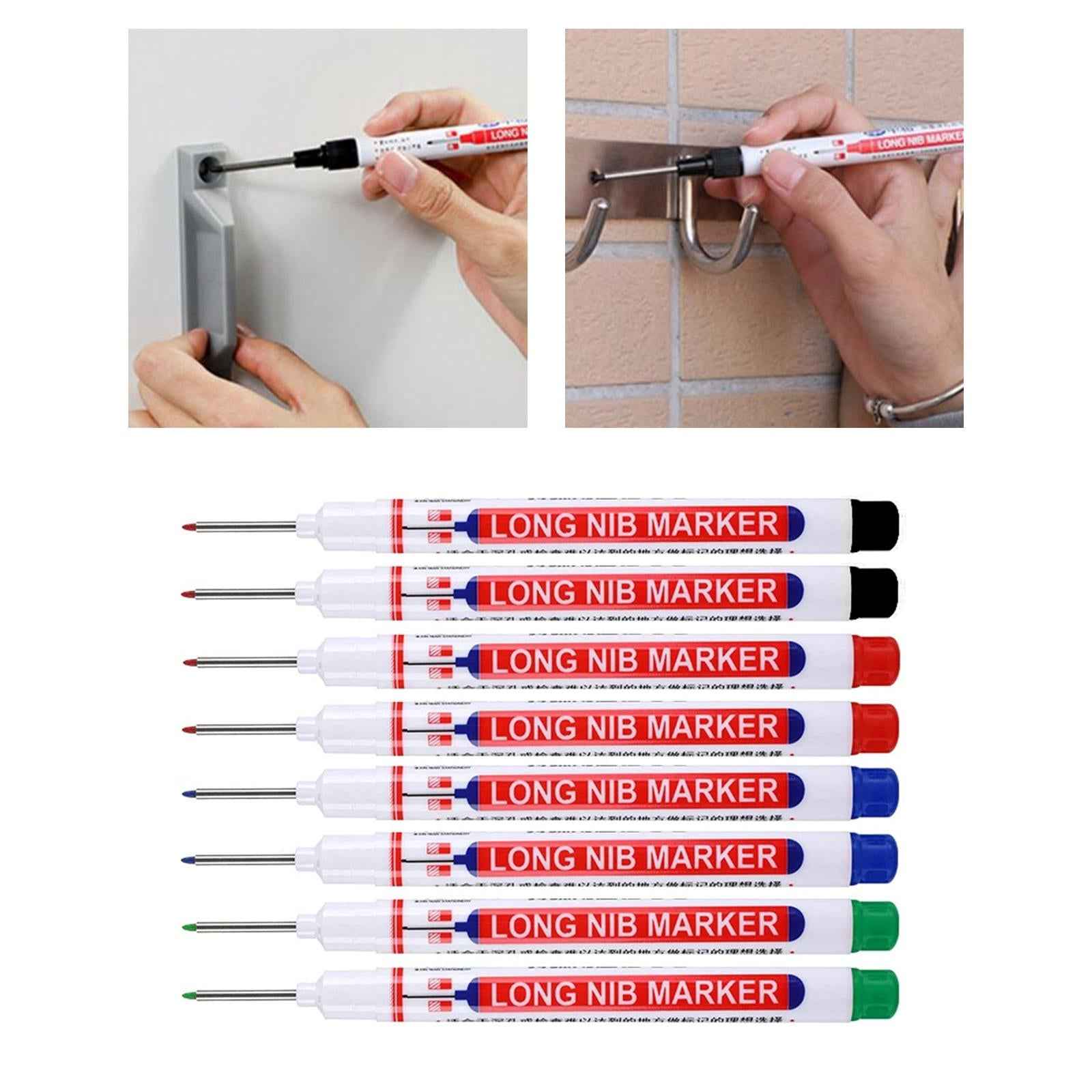 8x 4 Colors Long Head Deep Reach Markers Woodworking Hardware Stone Pen Log