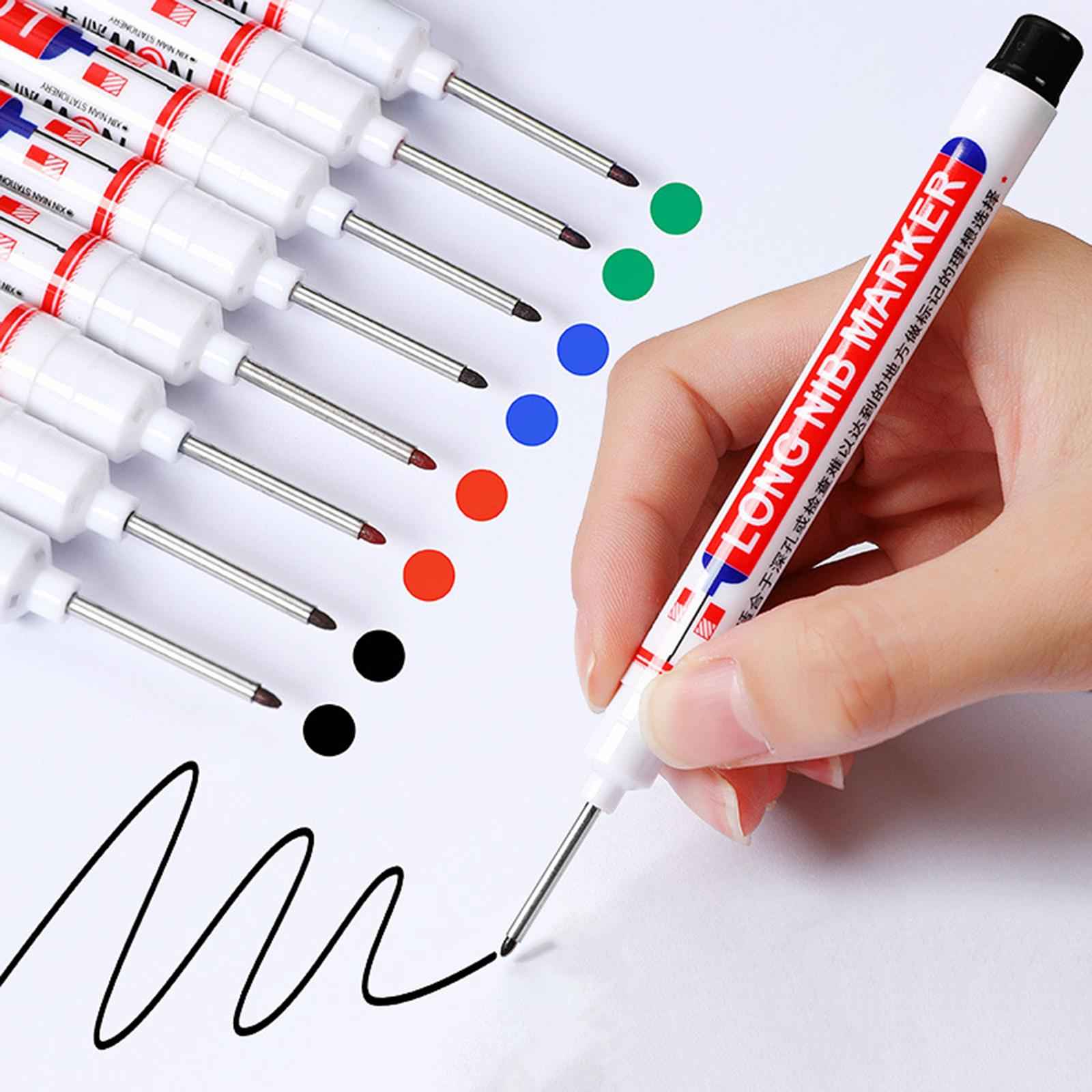 8x 4 Colors Long Head Deep Reach Markers Woodworking Hardware Stone Pen Log