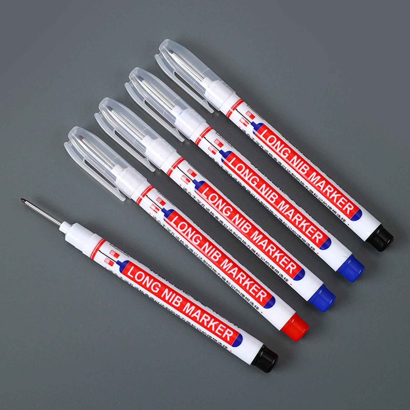 8x 4 Colors Long Head Deep Reach Markers Woodworking Hardware Stone Pen Log