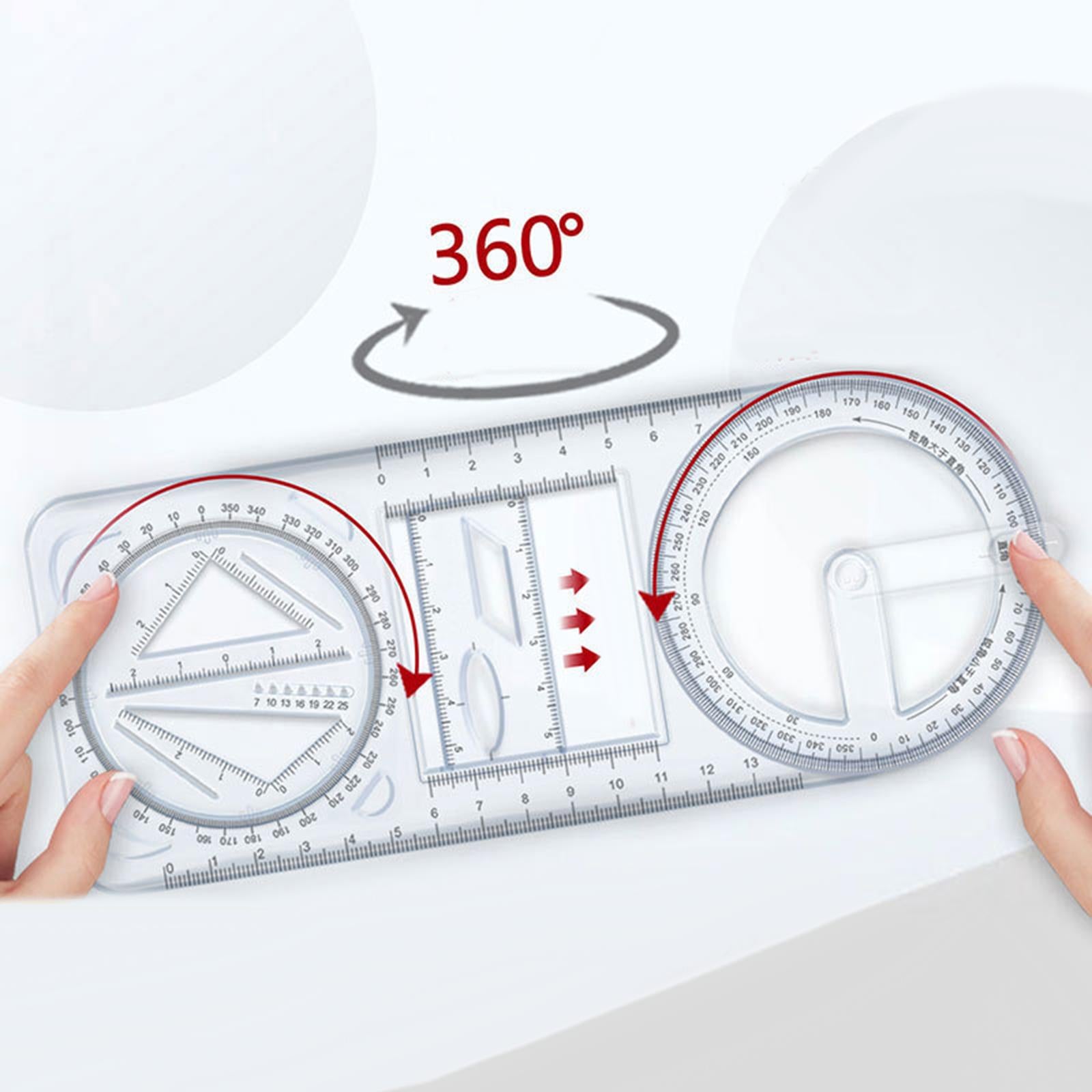 3xMultifunctional Geometric Ruler Mathematics Drawing Template for Woodworking style A