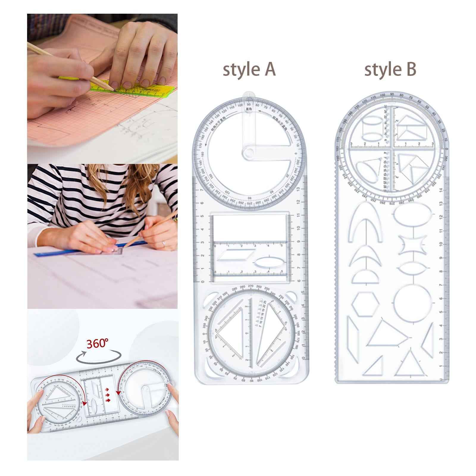 Multifunctional Geometric Ruler Mathematics Drawing Template for Woodworking style A