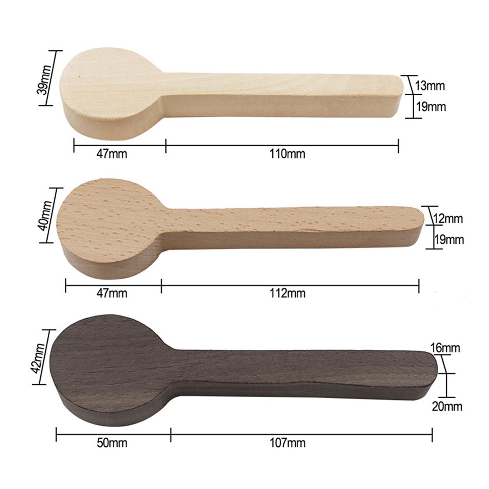 4xPortable Wooden Carving Spoon Blank Unfinished Beech Walnut for Starter 11cm