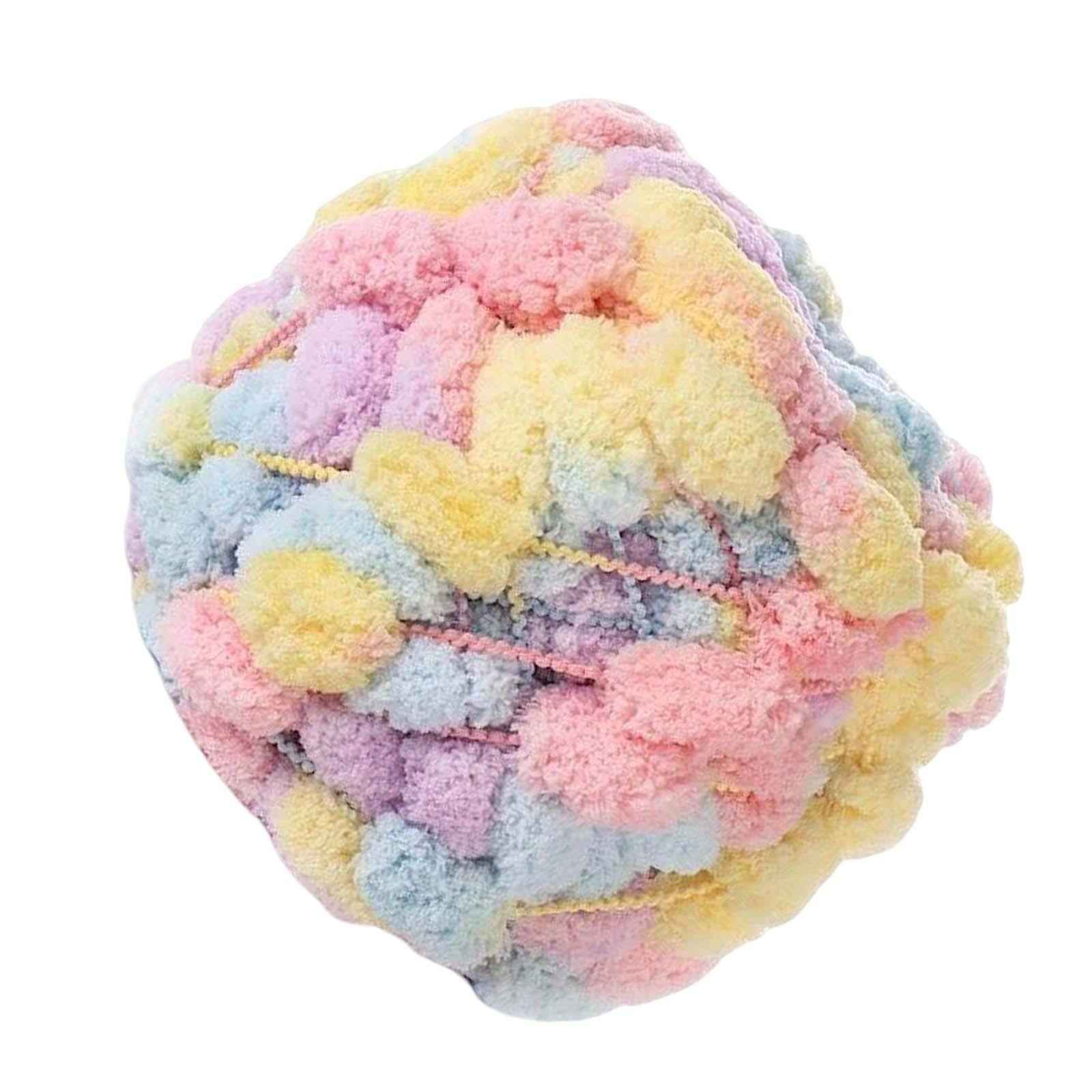 Pom Pom Chunky Yarn Arm Knitting Pillow Blanket Rug Making Hand Knit Garland Light Yellow Pink