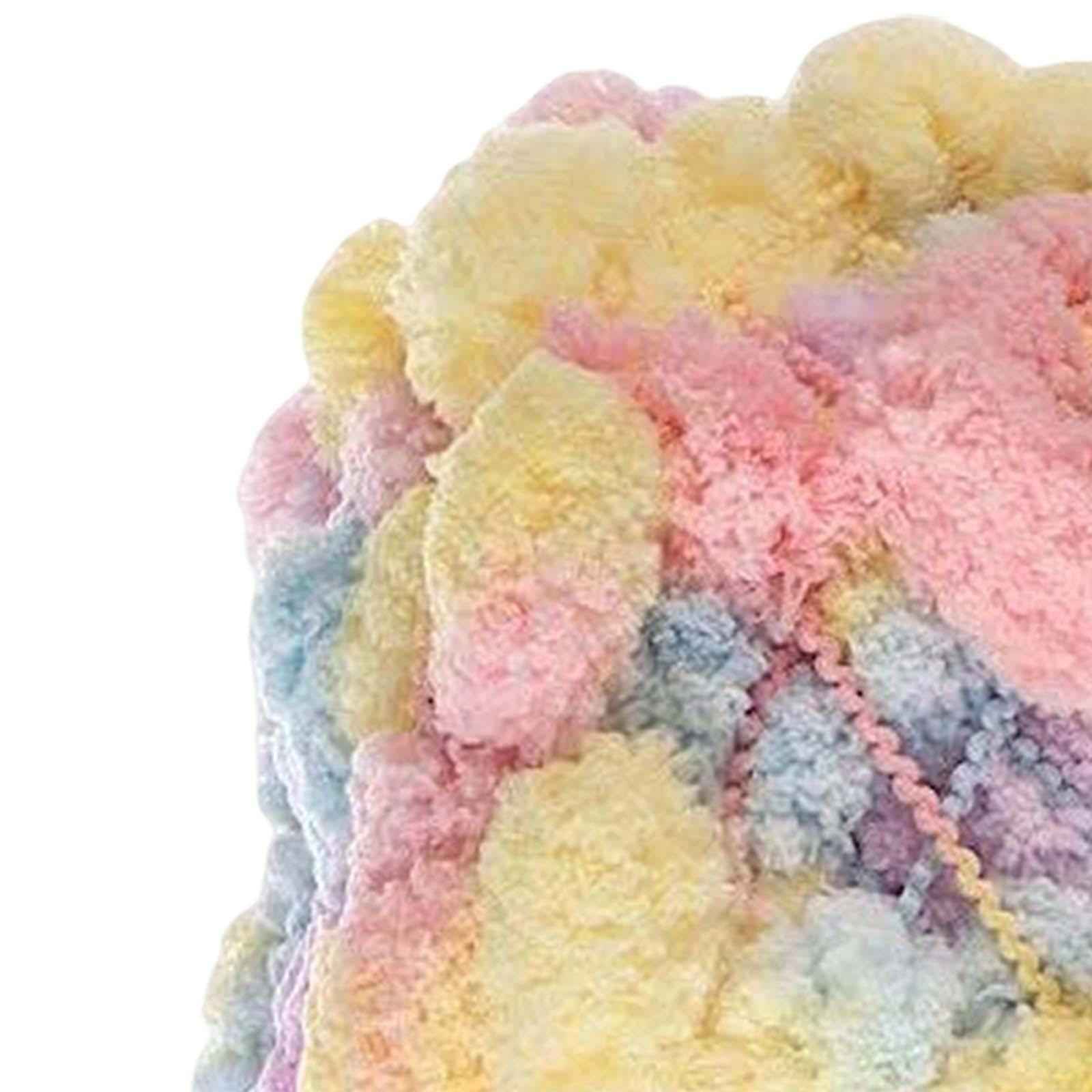 Pom Pom Chunky Yarn Arm Knitting Pillow Blanket Rug Making Hand Knit Garland Light Yellow Pink
