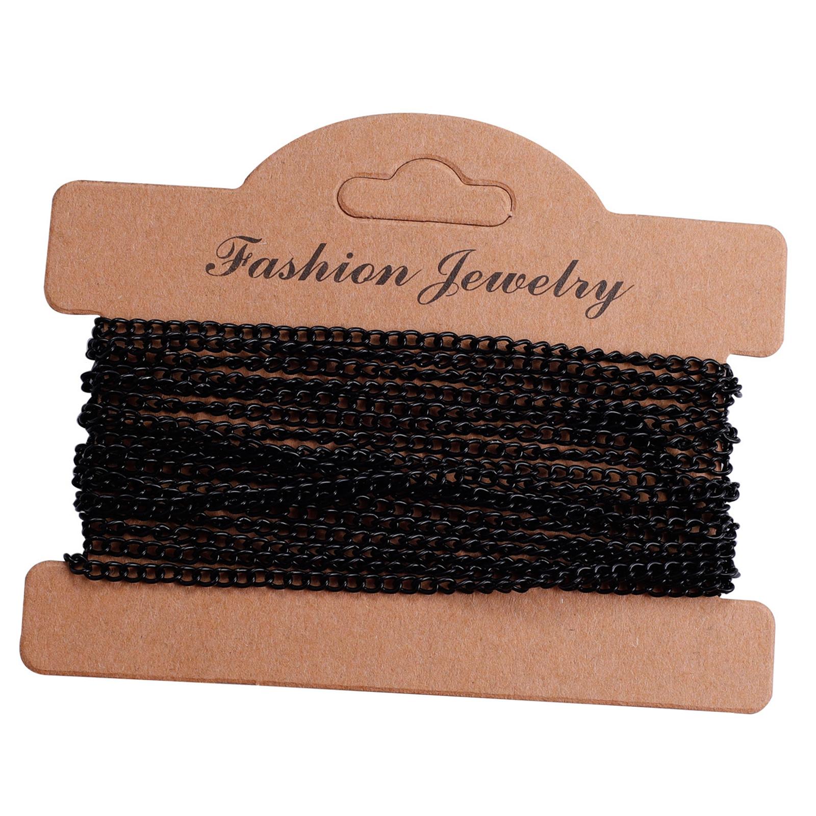 2xTwisted Link Chain DIY Jewelry Making Keychain Earrings Curb Cable Chain Black Plating