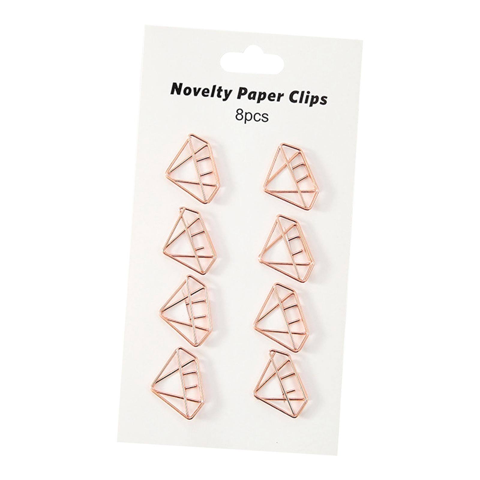 2x8x Novelty Paper Clips Metal Party Invitation Card Document Organization Diamond
