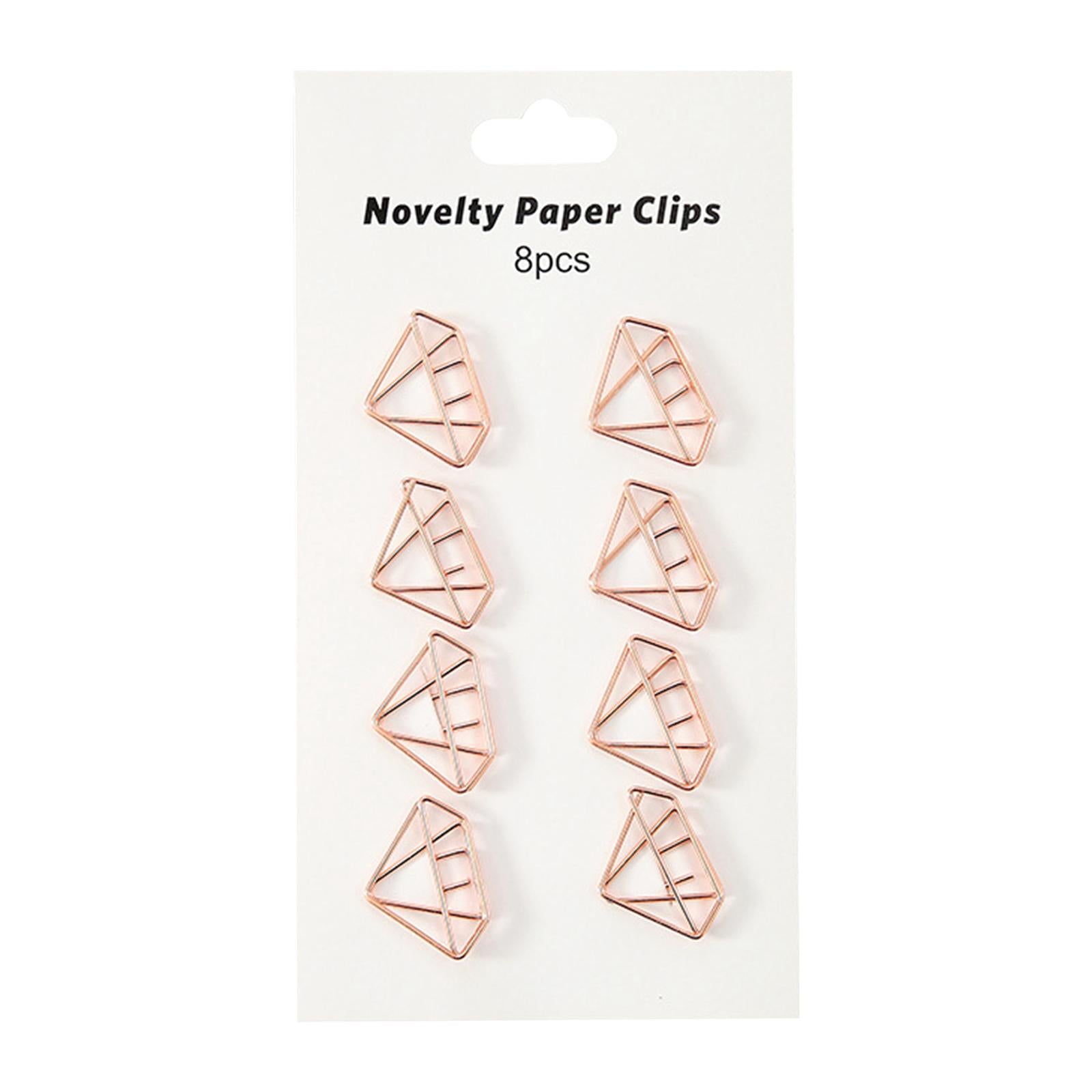 2x8x Novelty Paper Clips Metal Party Invitation Card Document Organization Diamond