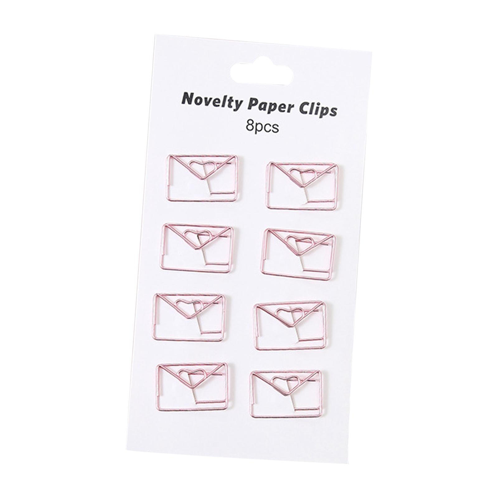2x8x Novelty Paper Clips Metal Party Invitation Card Document Organization Pink Envelope