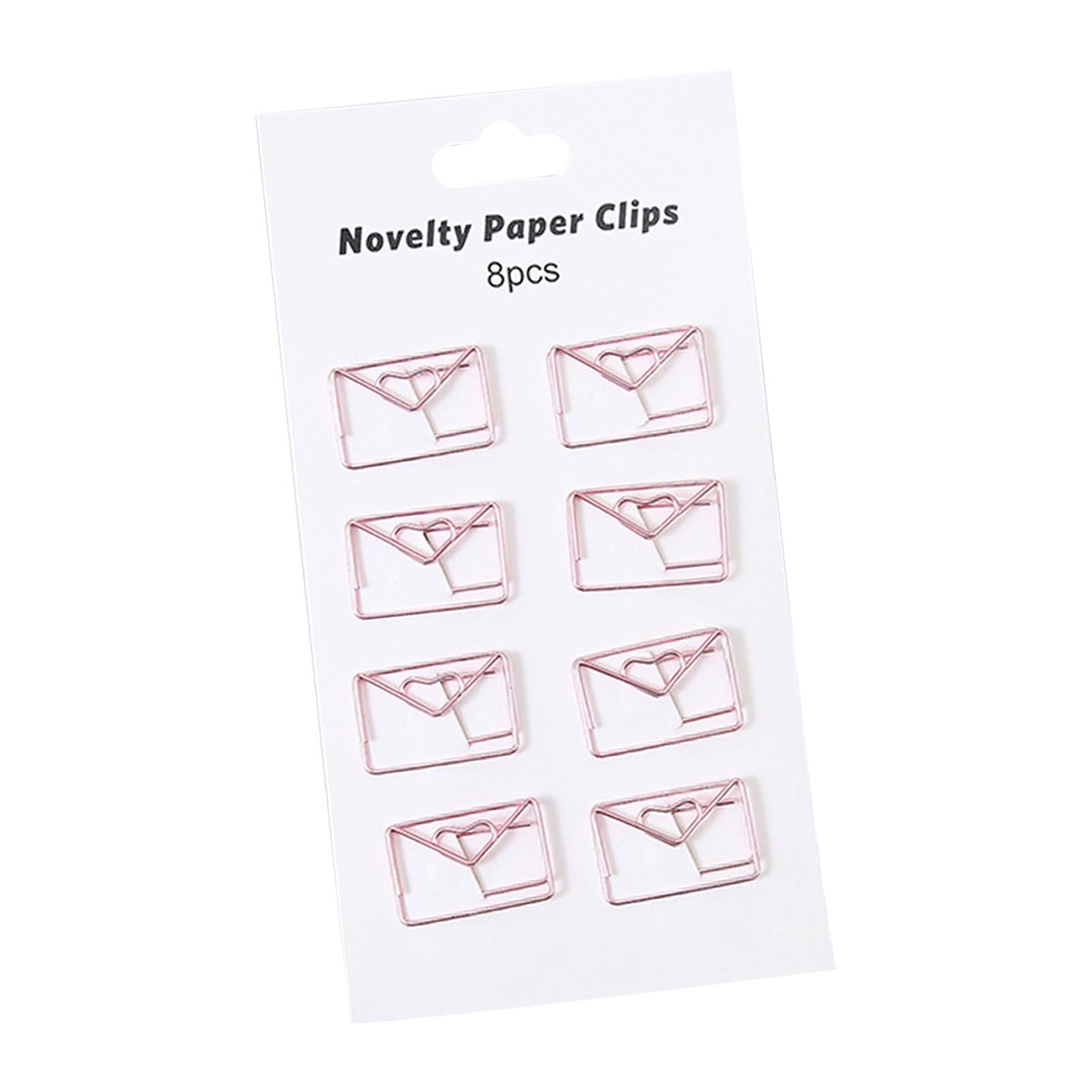2x8x Novelty Paper Clips Metal Party Invitation Card Document Organization Pink Envelope