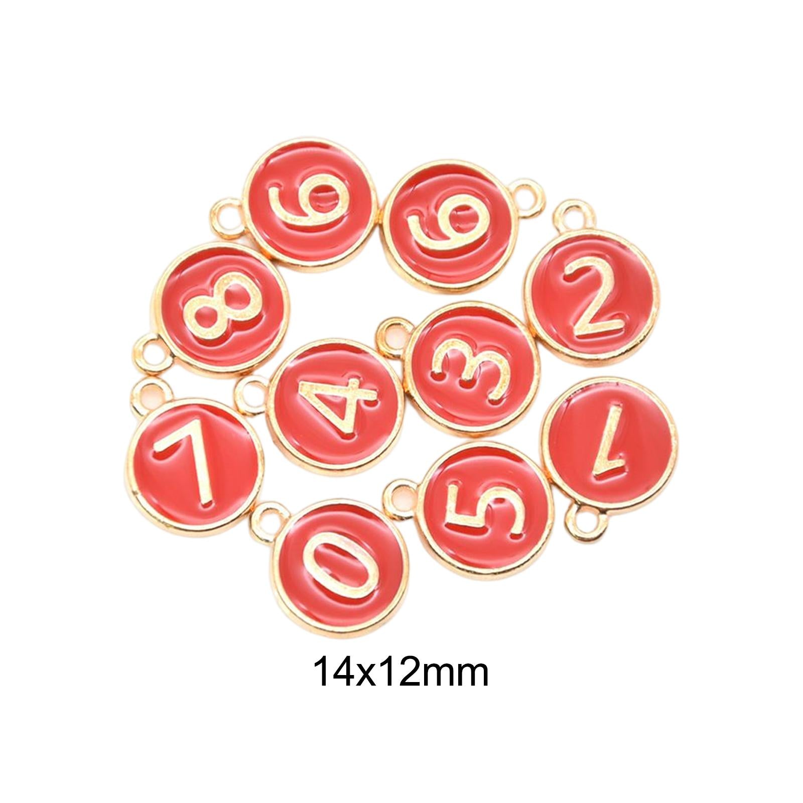 3xNumber 0-9 Mixed Alloy Charms DIY Craft Art Projects for Women Girl Durable Red
