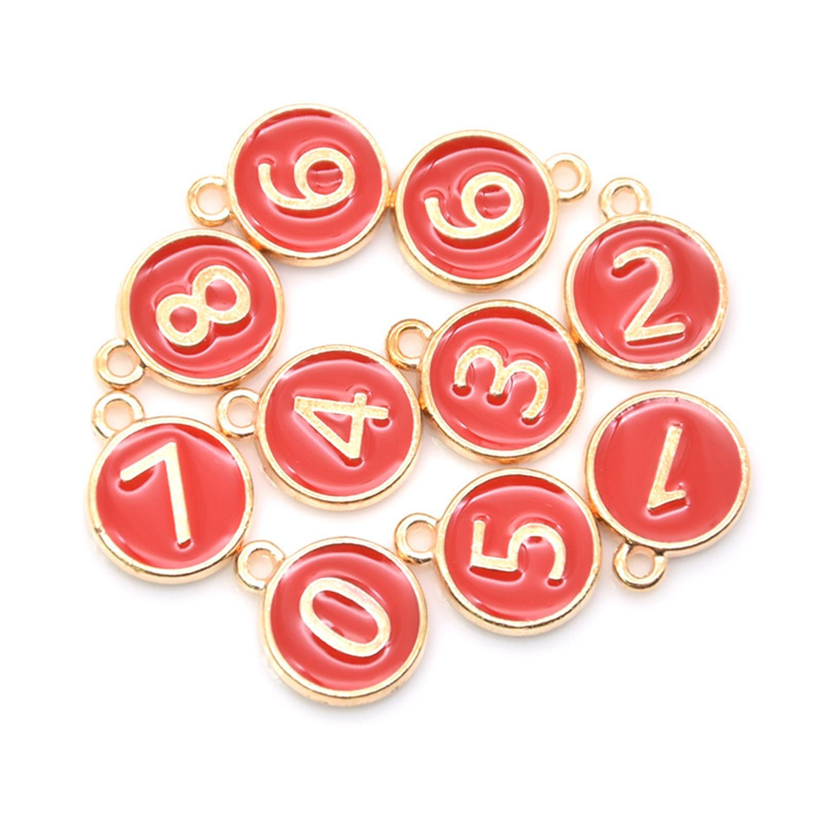 2xNumber 0-9 Mixed Alloy Charms DIY Craft Art Projects for Women Girl Durable Red