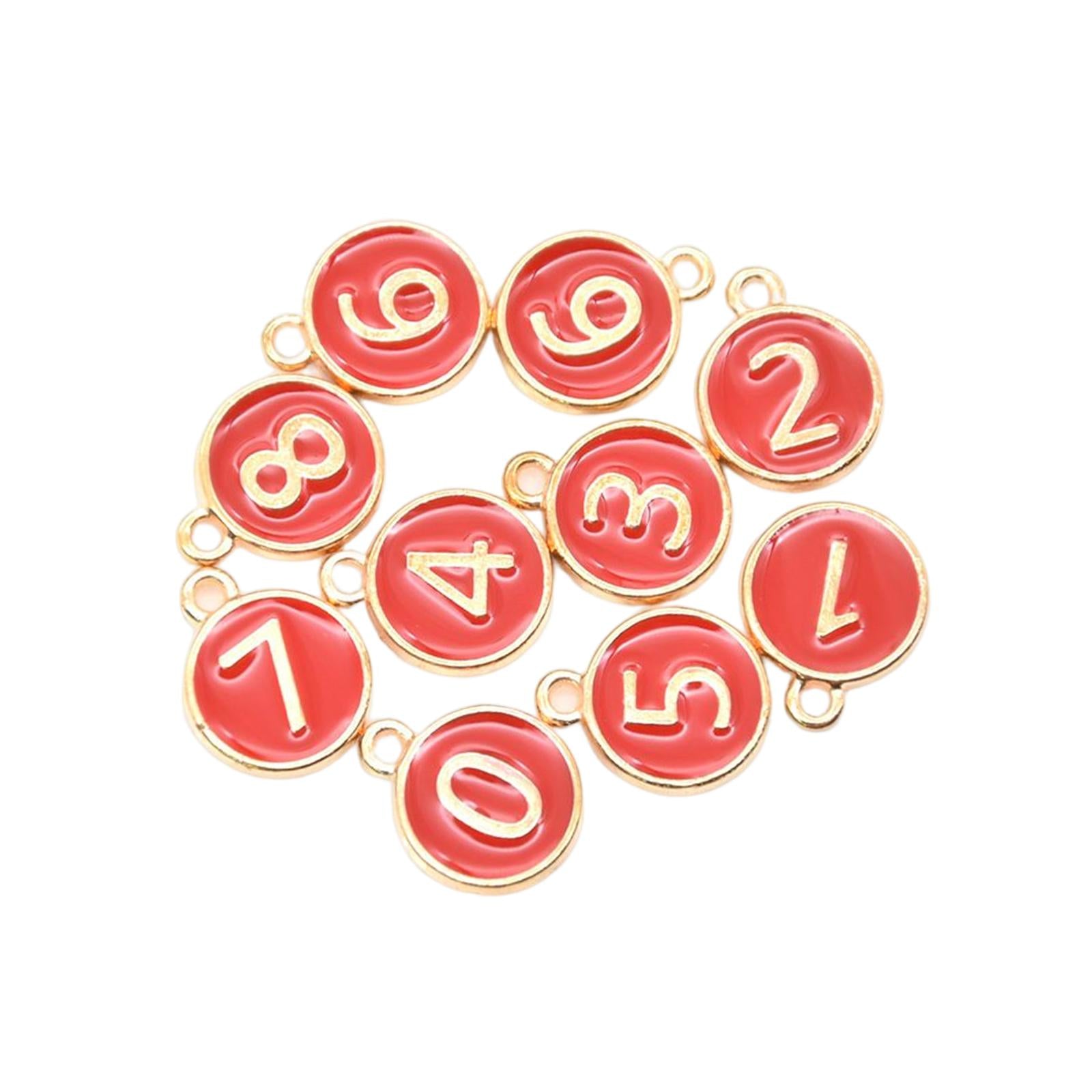 4xNumber 0-9 Mixed Alloy Charms DIY Craft Art Projects for Women Girl Durable Red