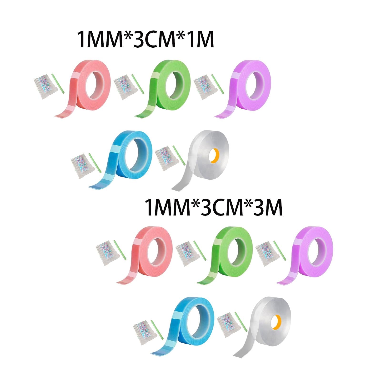 3xNano Mounting Tape Funny for Educational Toy Adults Classroom DIY Craft 1mmx3cmx1m pink