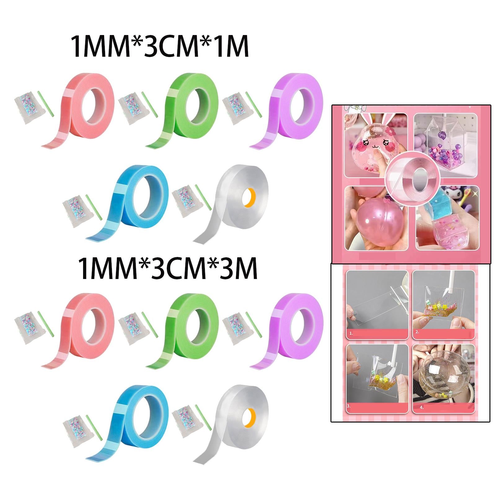 4xNano Mounting Tape Funny for Educational Toy Adults Classroom DIY Craft 1mmx3cmx1m pink