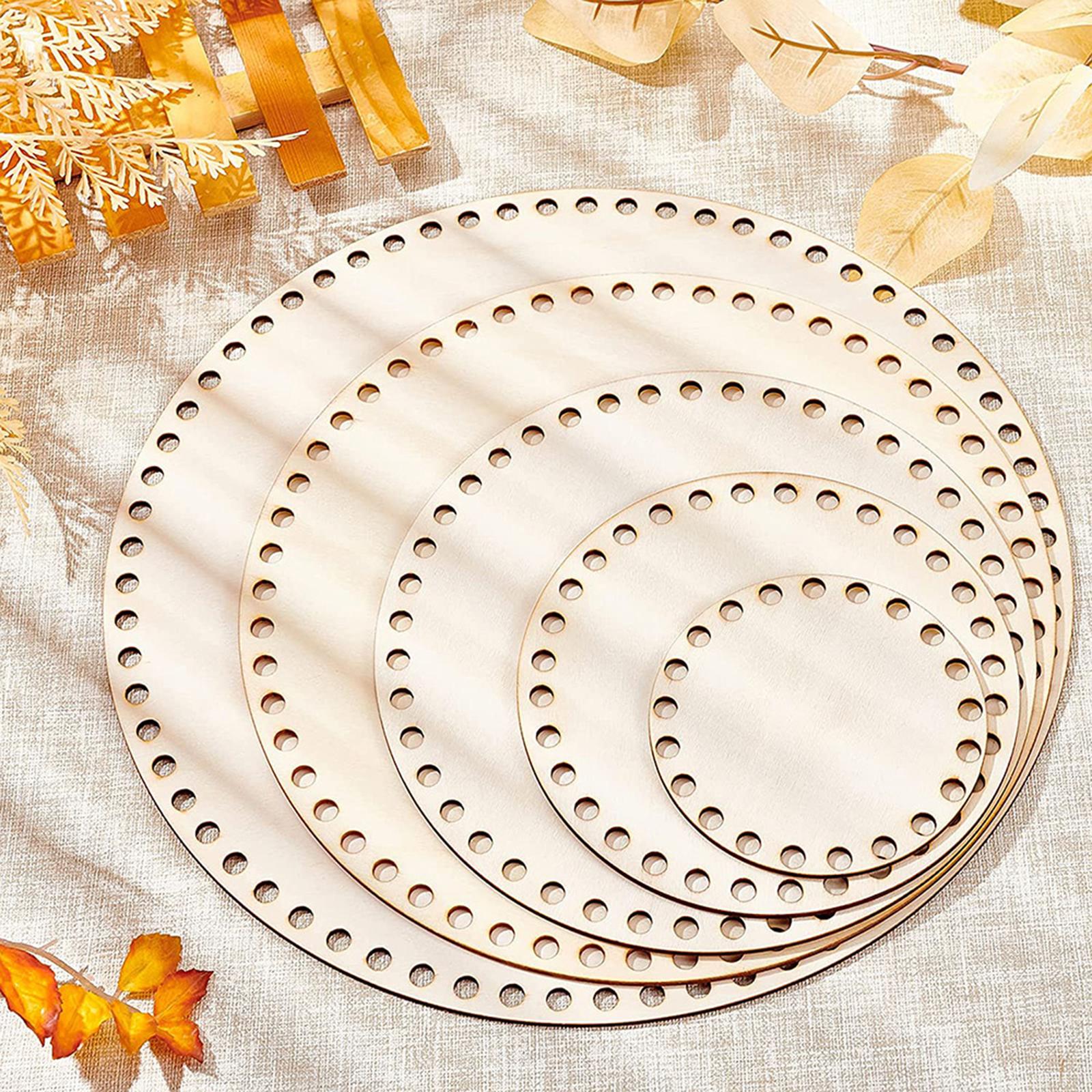 2xWood Basket Bottom Carved Blank Round Bottom for Crochet Bag Basket Making 10cm