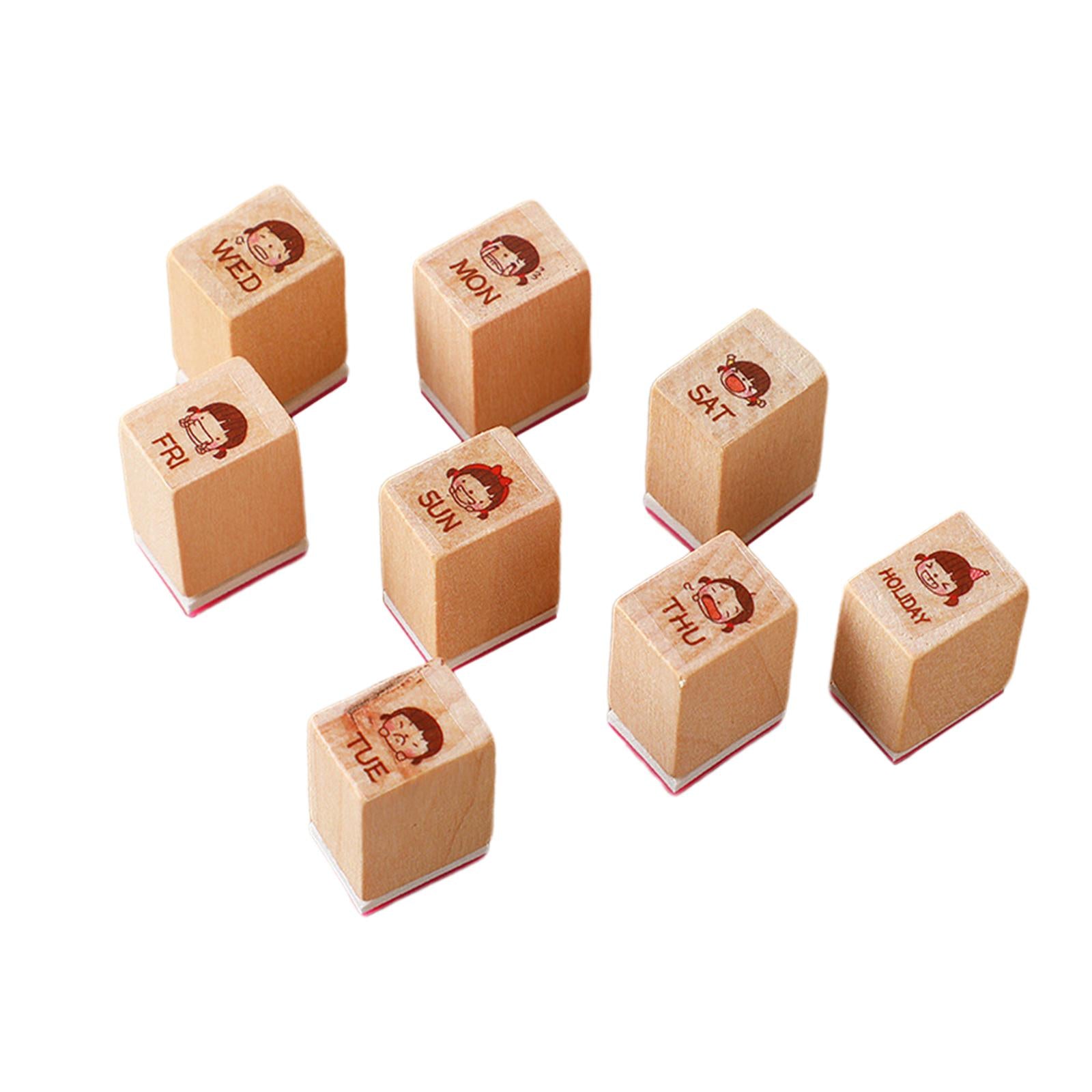 2x8x Wooden Stamps Multipurpose Week Stamps for Journals Stationery Art Crafts