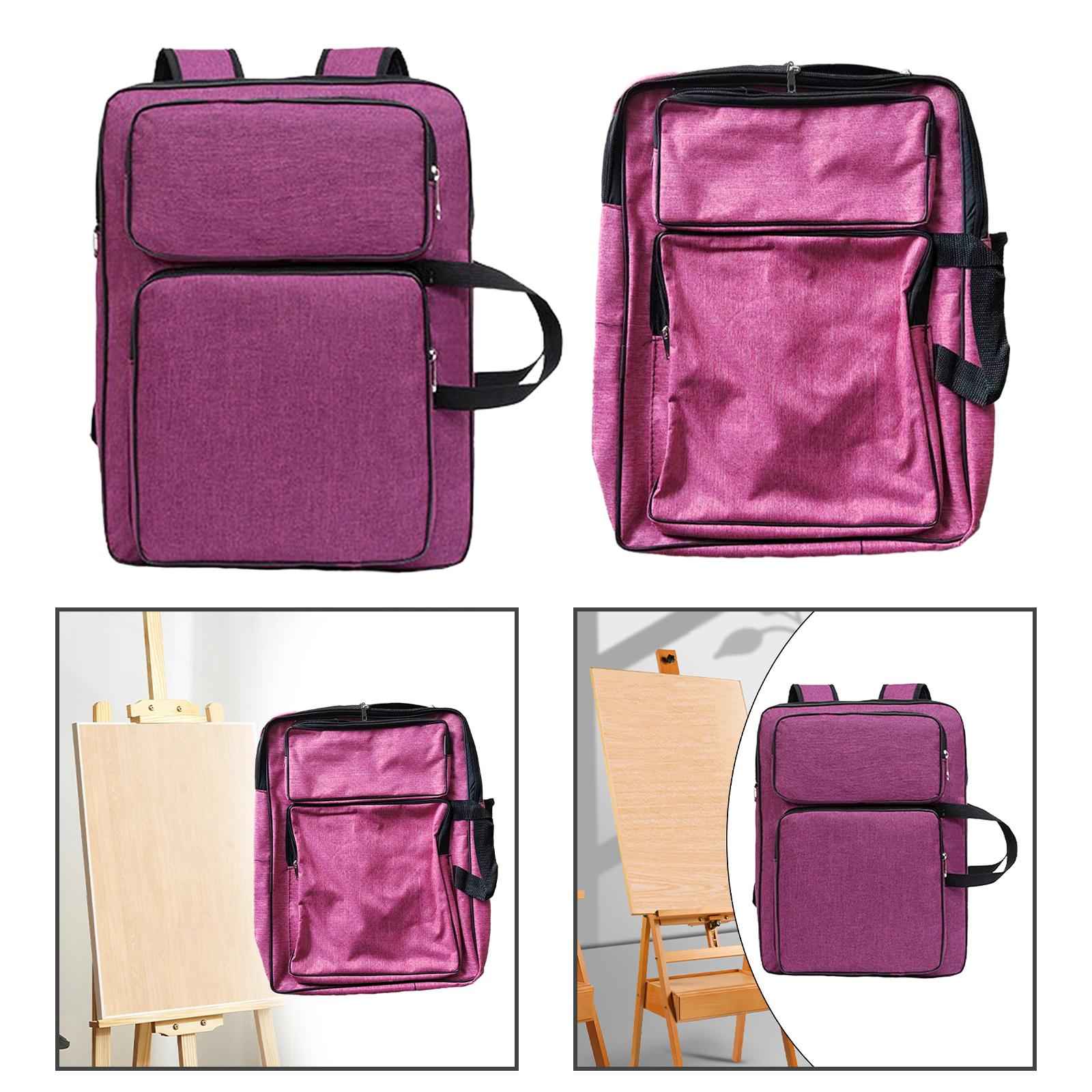 A3 Art Portfolio Case Tote Bag Water Resistant Art Supplies Artists Backpack Purple
