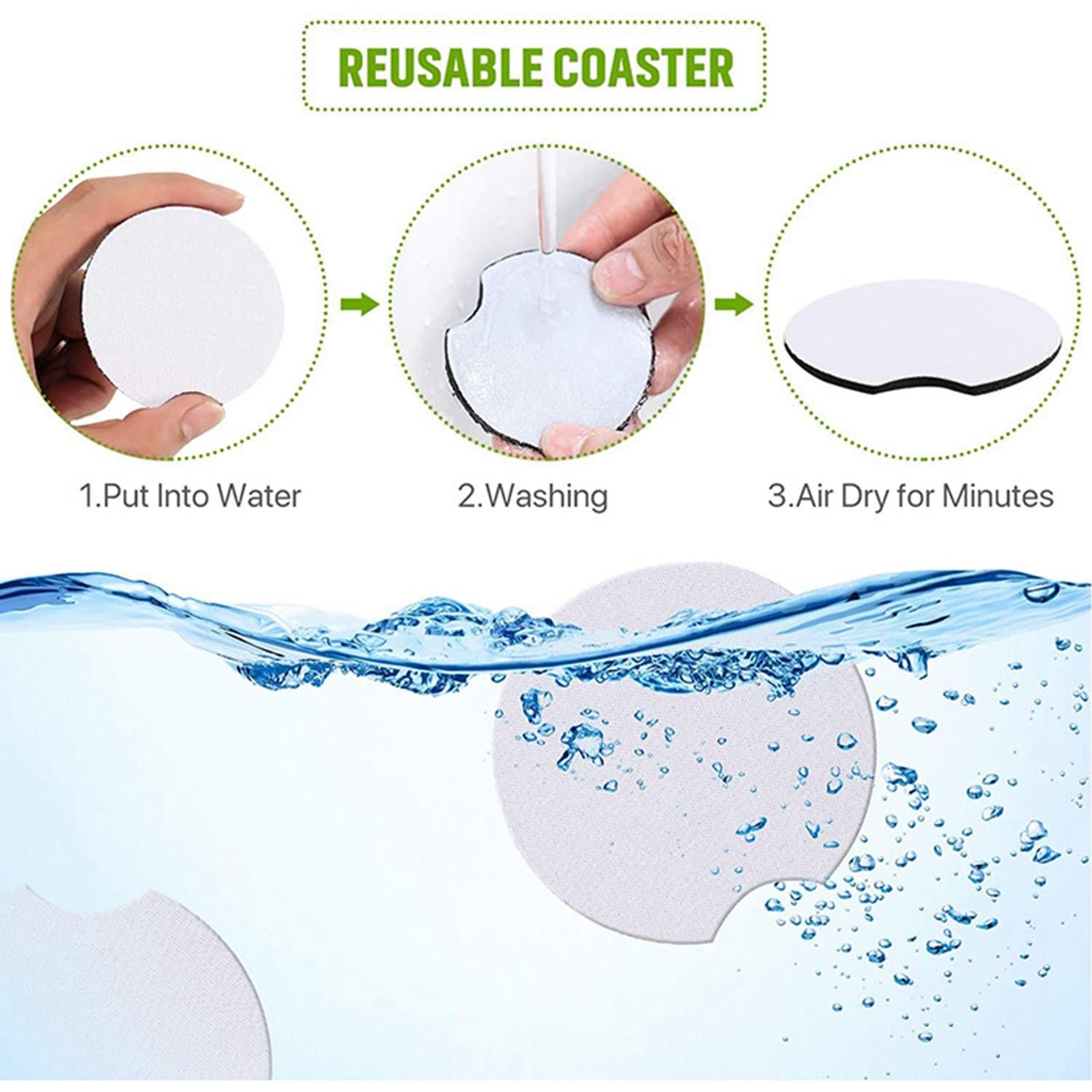 2x10 Pieces Blank Car Coasters for Sublimation for Heat Press Painting Project