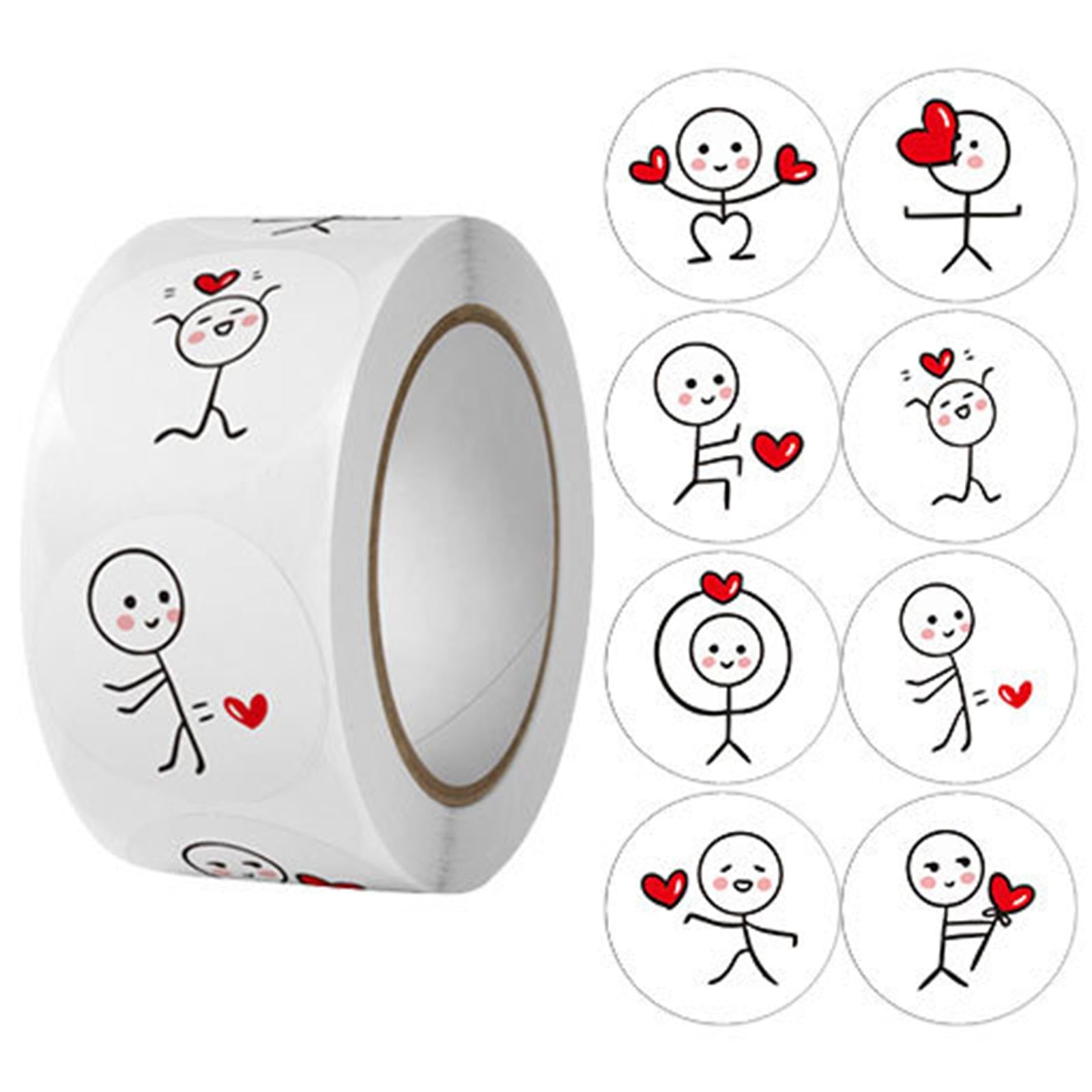 4x500 Pieces Valentine's Day Stickers Decor for Present Package Festival Party
