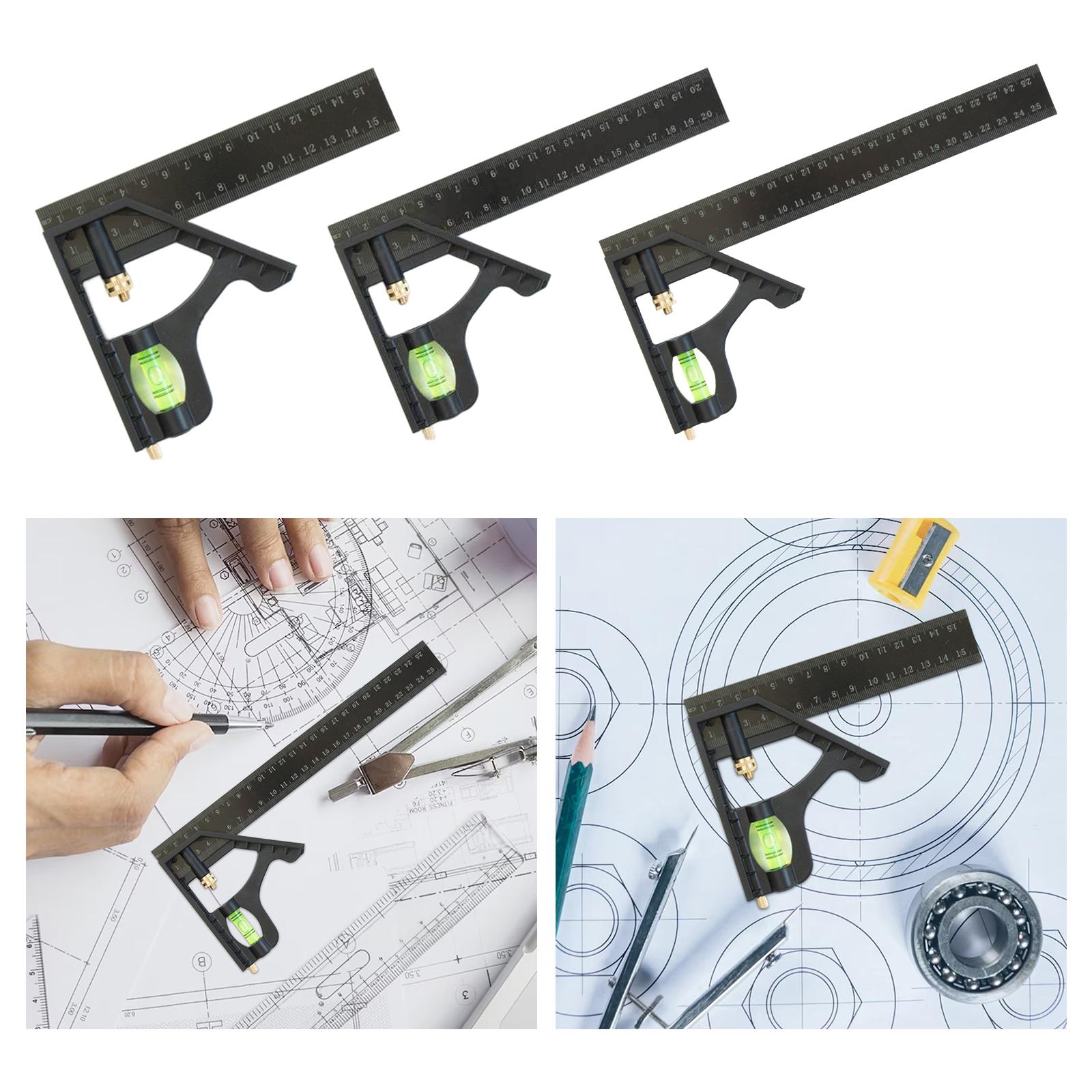 4xAdjustable Carpenters Square with Horizontal Bubbles Right Protractor Square 15cm