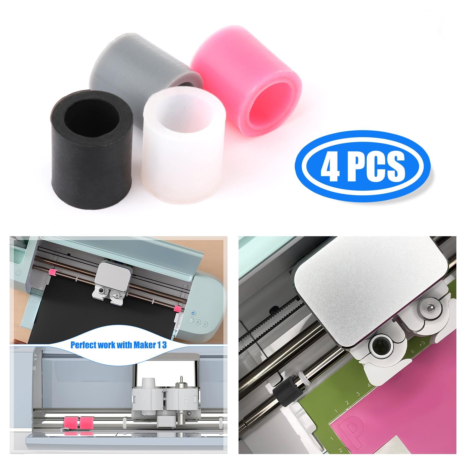 2x4Pcs Rubber Rollers Durable Rubber Roller Wheel for Electric Cutting Machine Pink