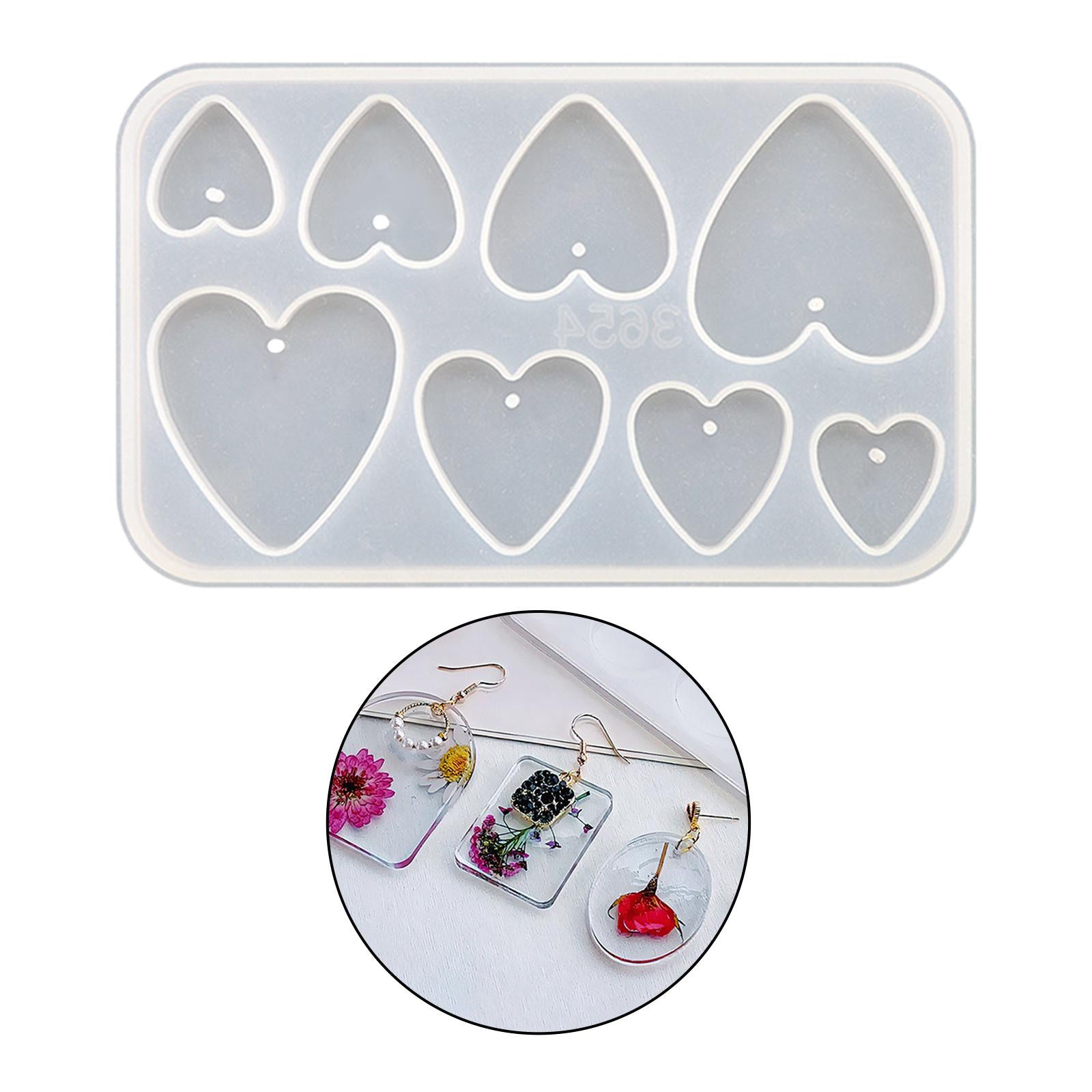 3xEarrings Pendants Mould DIY Epoxy Resin for Party Supplies Crafts Home Decor Heart