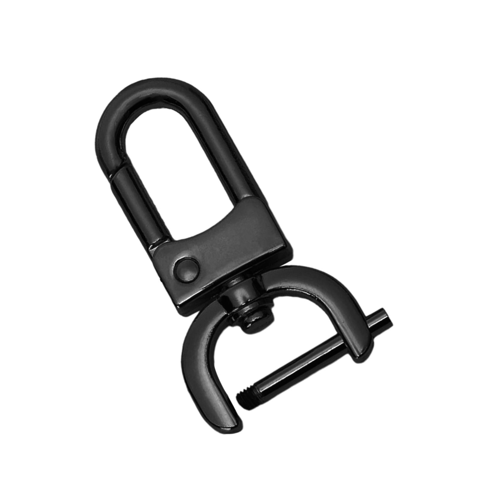 3xDetachable Snap Hook Swivel Clasp with Screw Bar DIY Purse Strap Replacement Black L